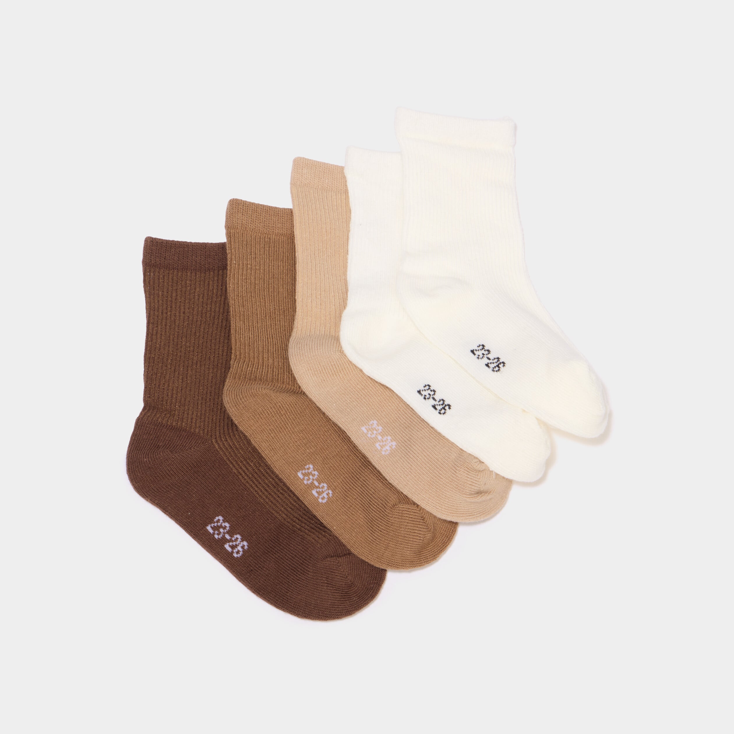 Lot 5 paires chaussettes c&ocirc;tel&eacute;es marron b&eacute;b&eacute;