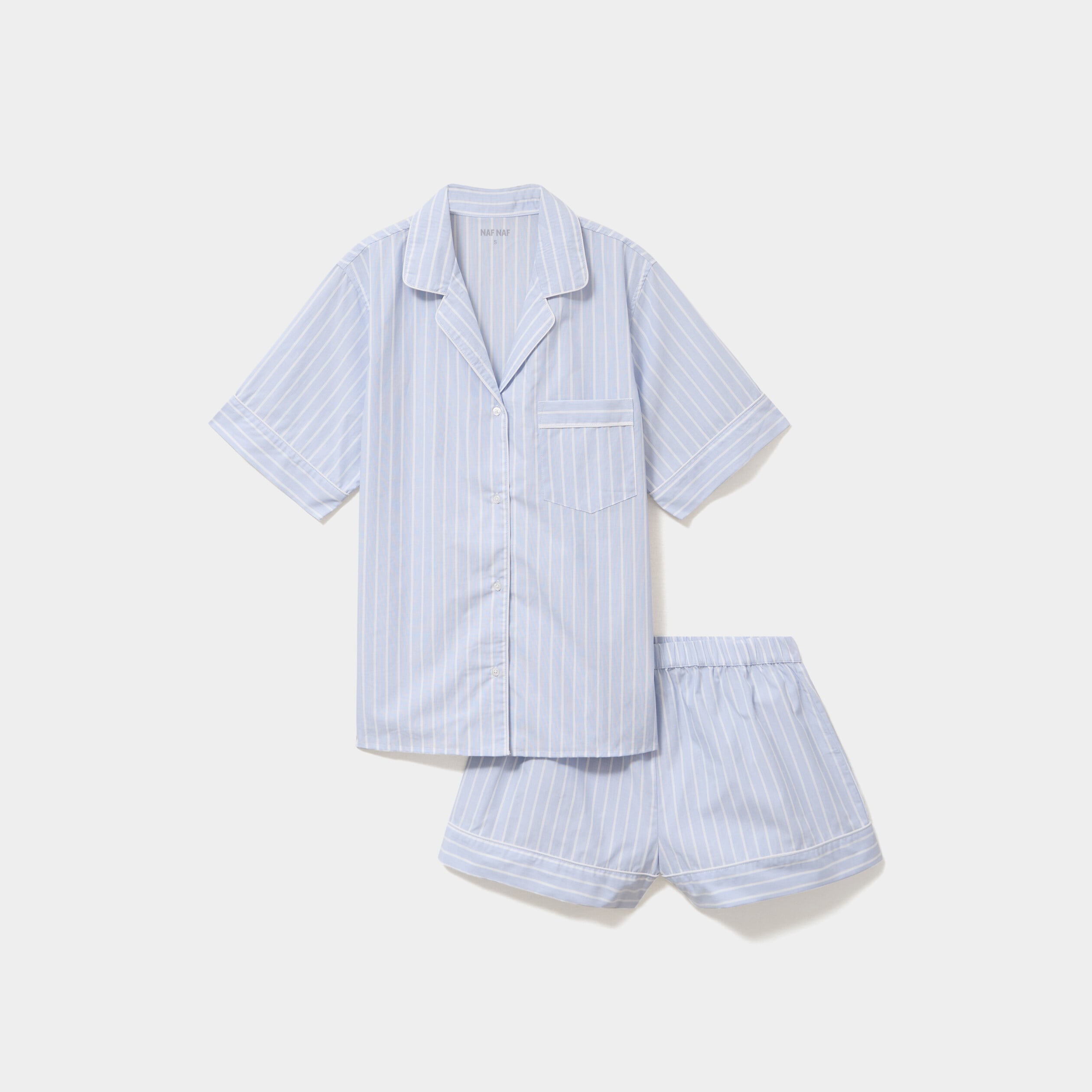 Ensemble pyjama chemise et short ecru femme