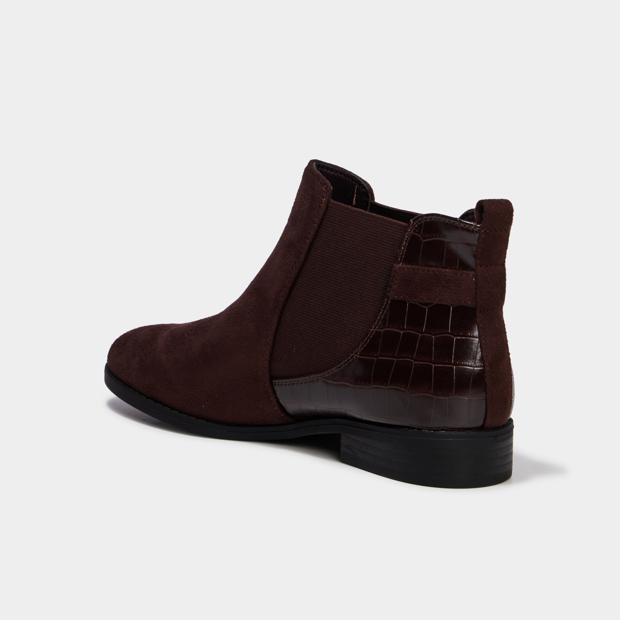 Boots &agrave; talons et boucles marron fonc&eacute; femme