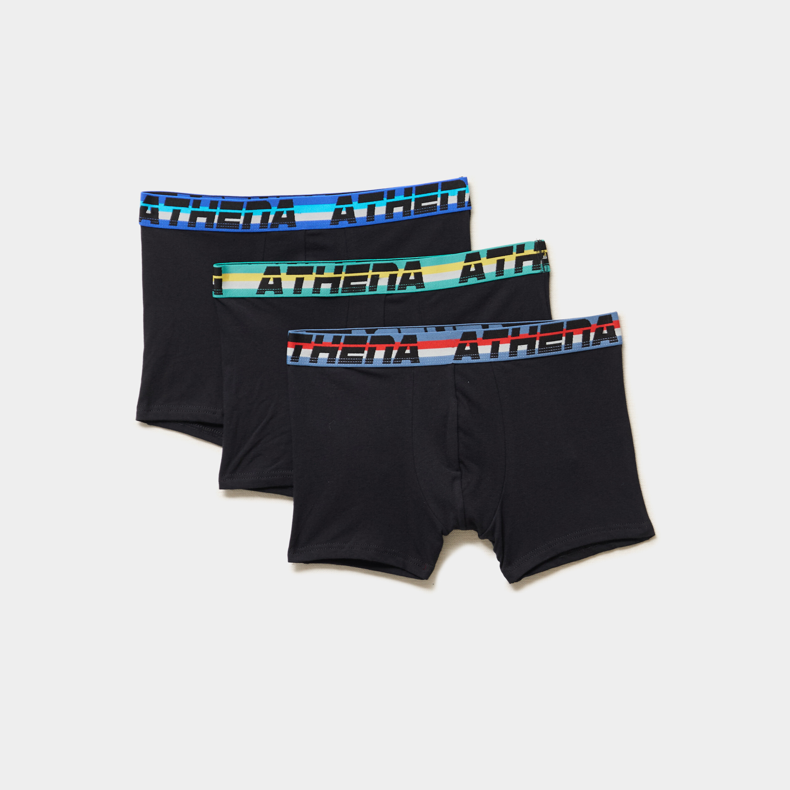lot 3 boxers coton stretch athena noir homme Lot 3 boxers coton stretch Athena noir homme