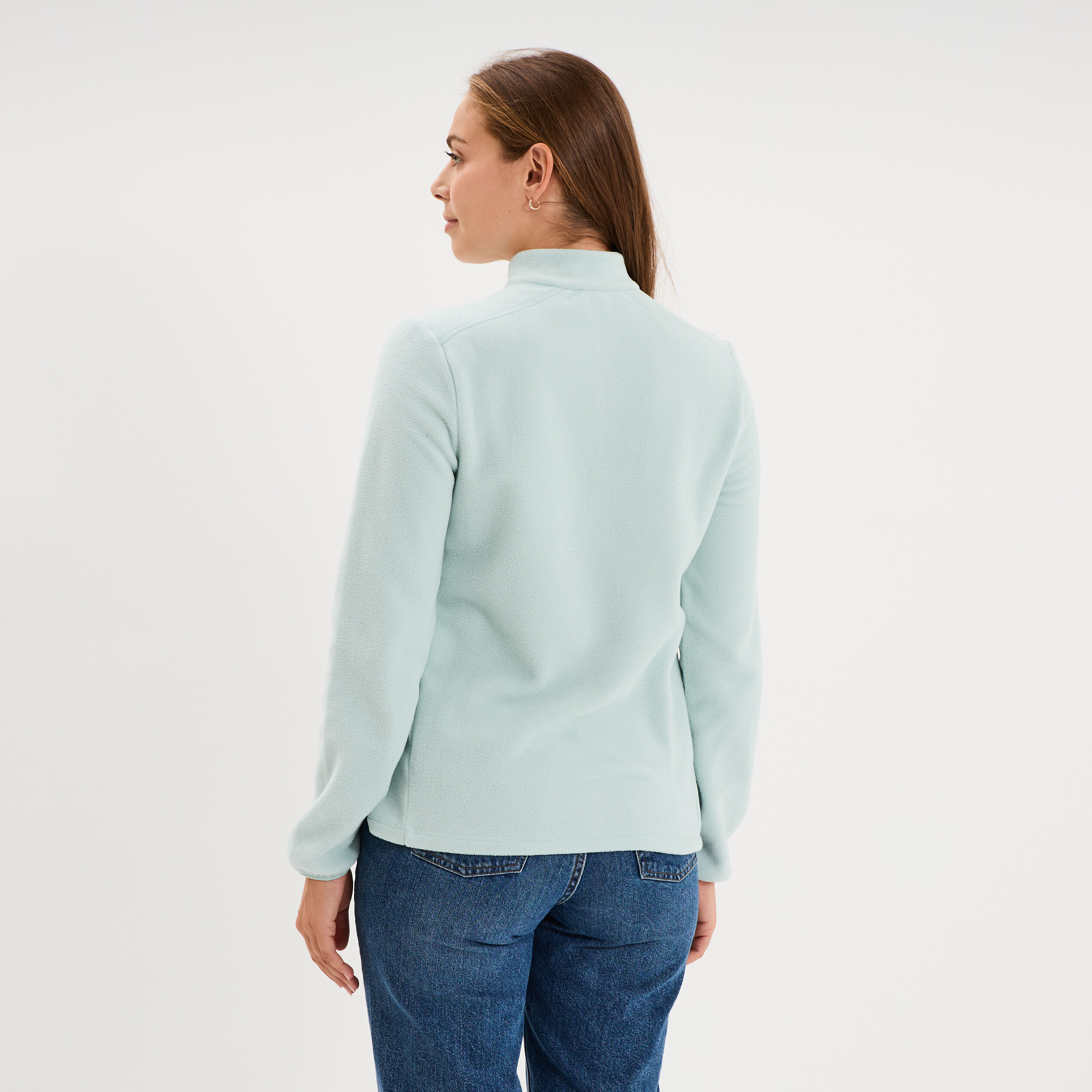 Sweat polaire col camionneur bleu gris femme
