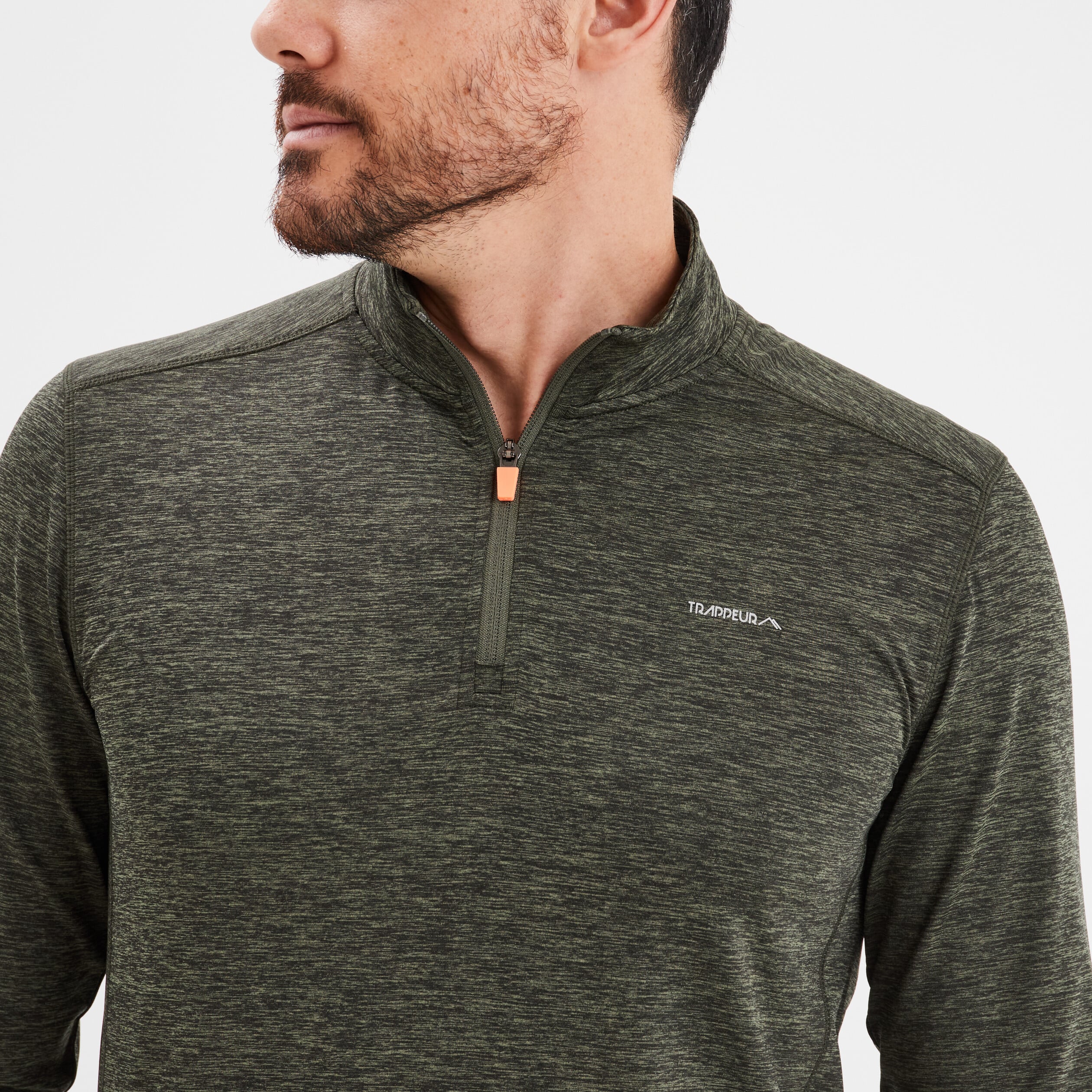 T-shirt col camionneur Trappeur vert kaki homme