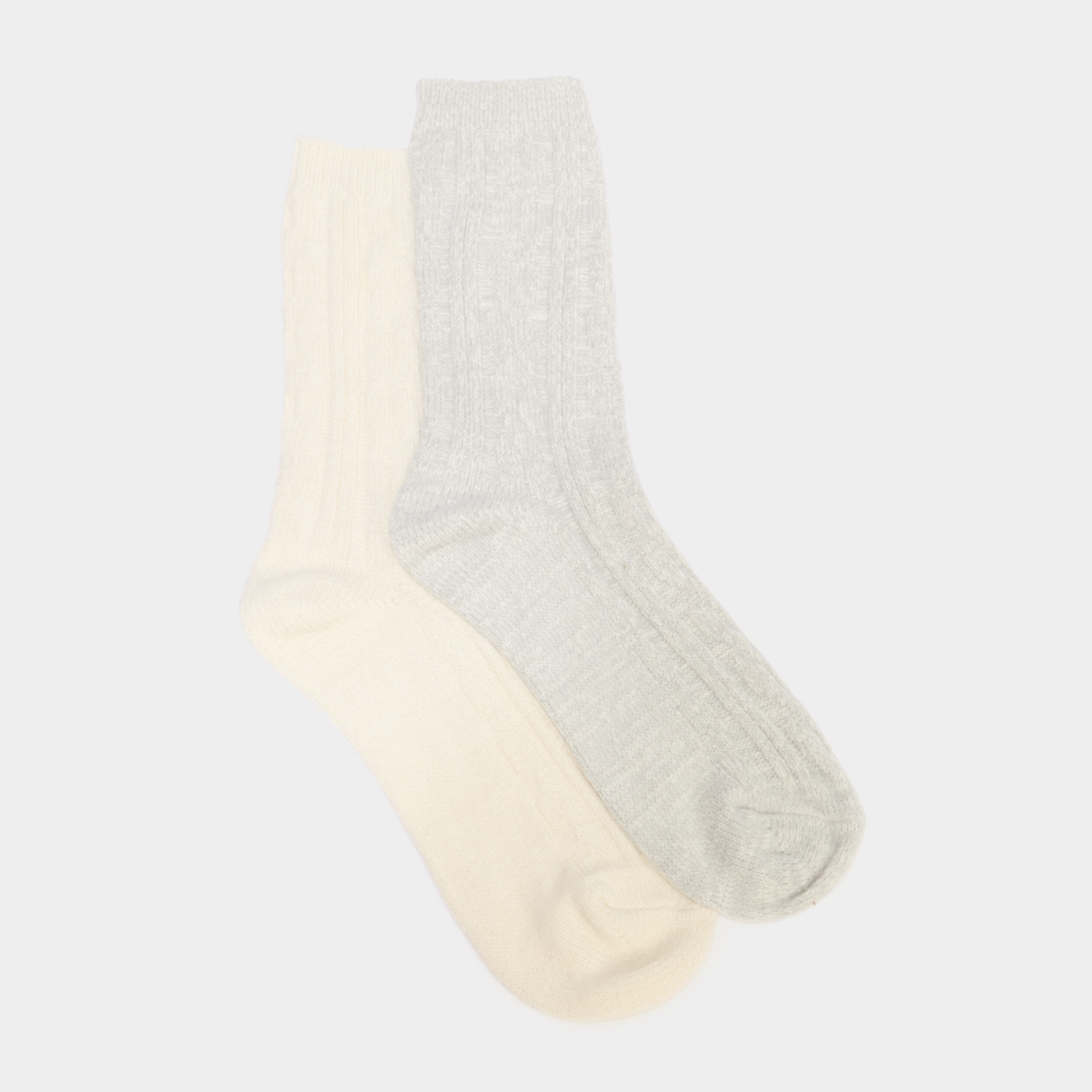 Lot 2 paires chaussettes torsades ivoire femme