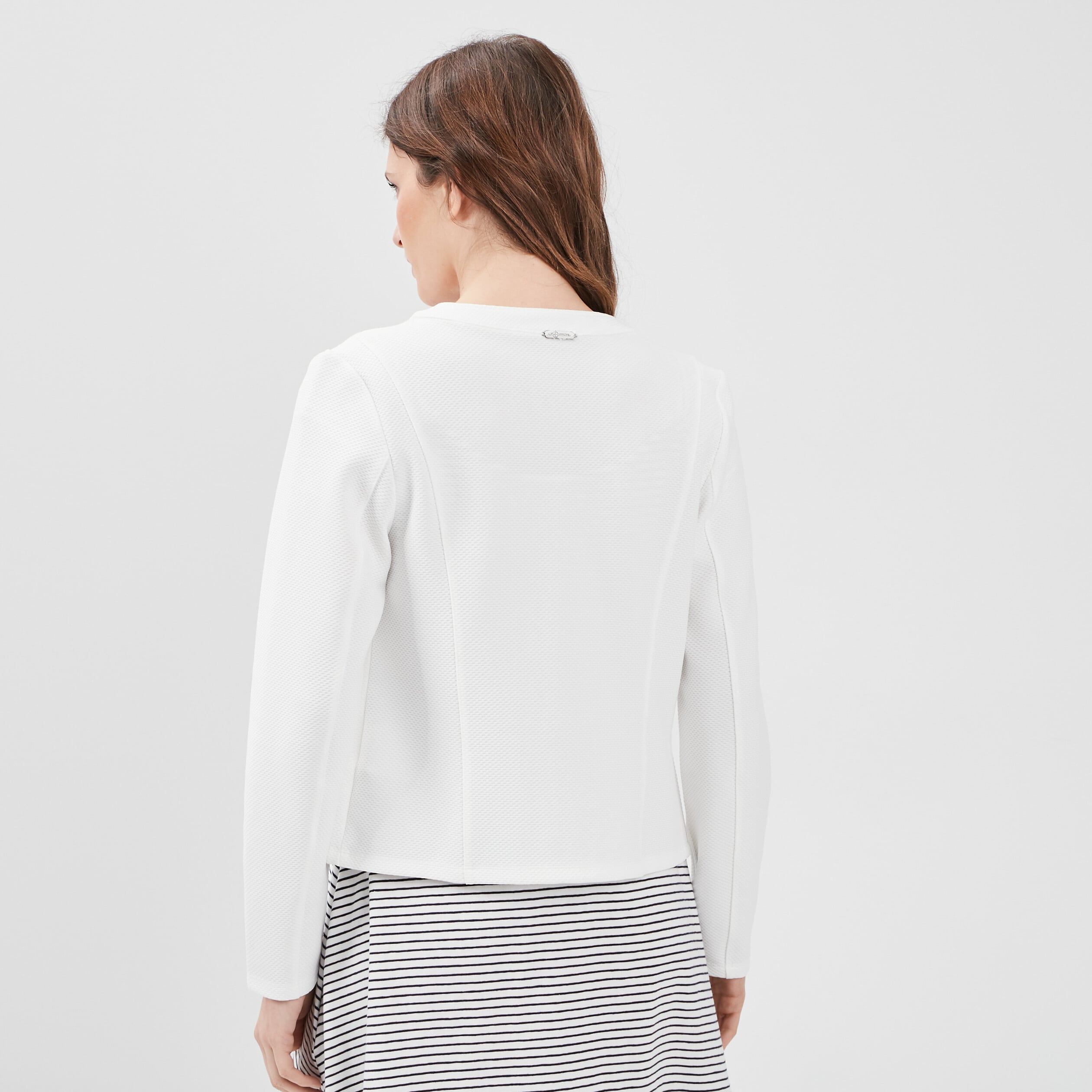Veste cintr&eacute;e zipp&eacute;e ivoire femme