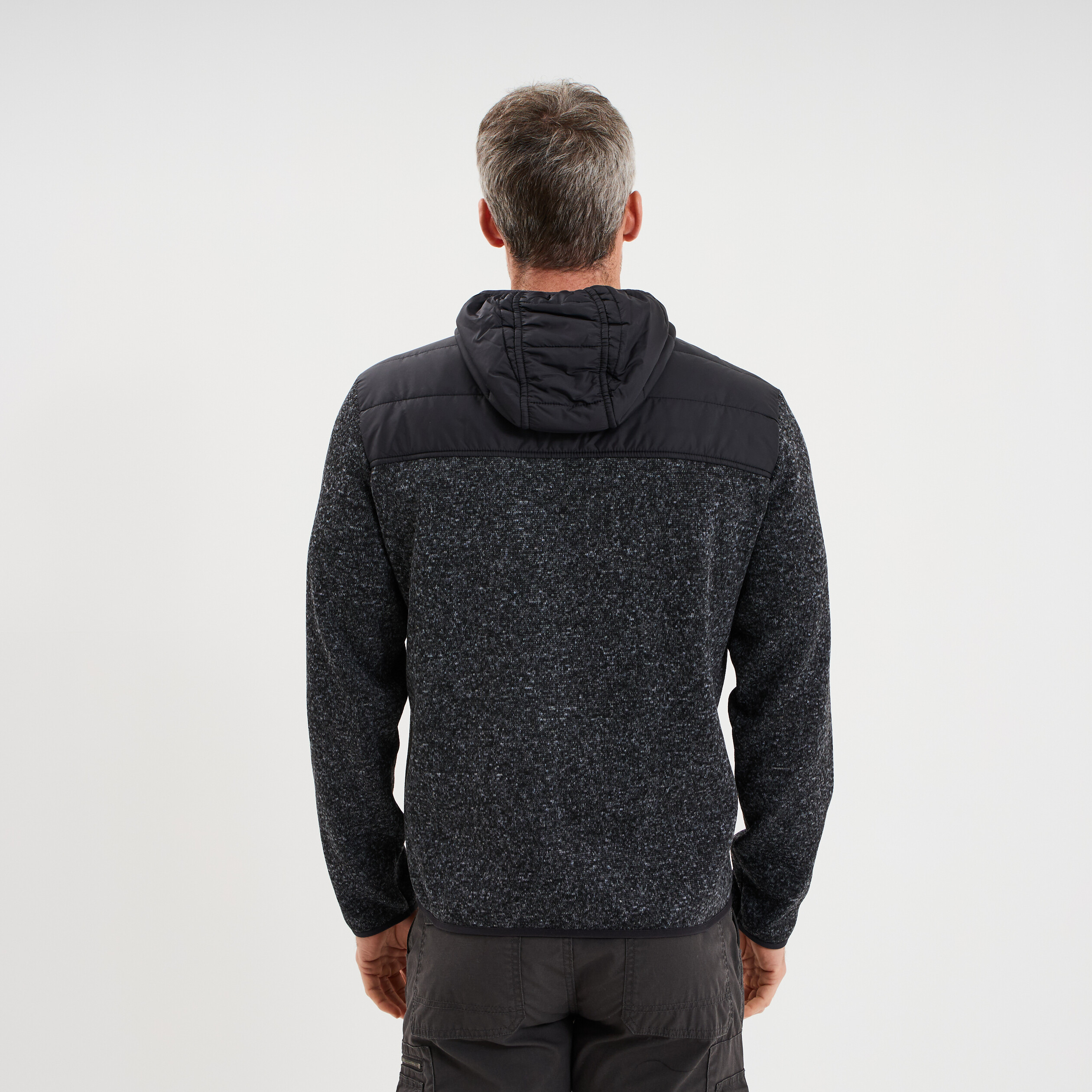 Gilet zipp&eacute; &agrave; capuche gris fonc&eacute; homme