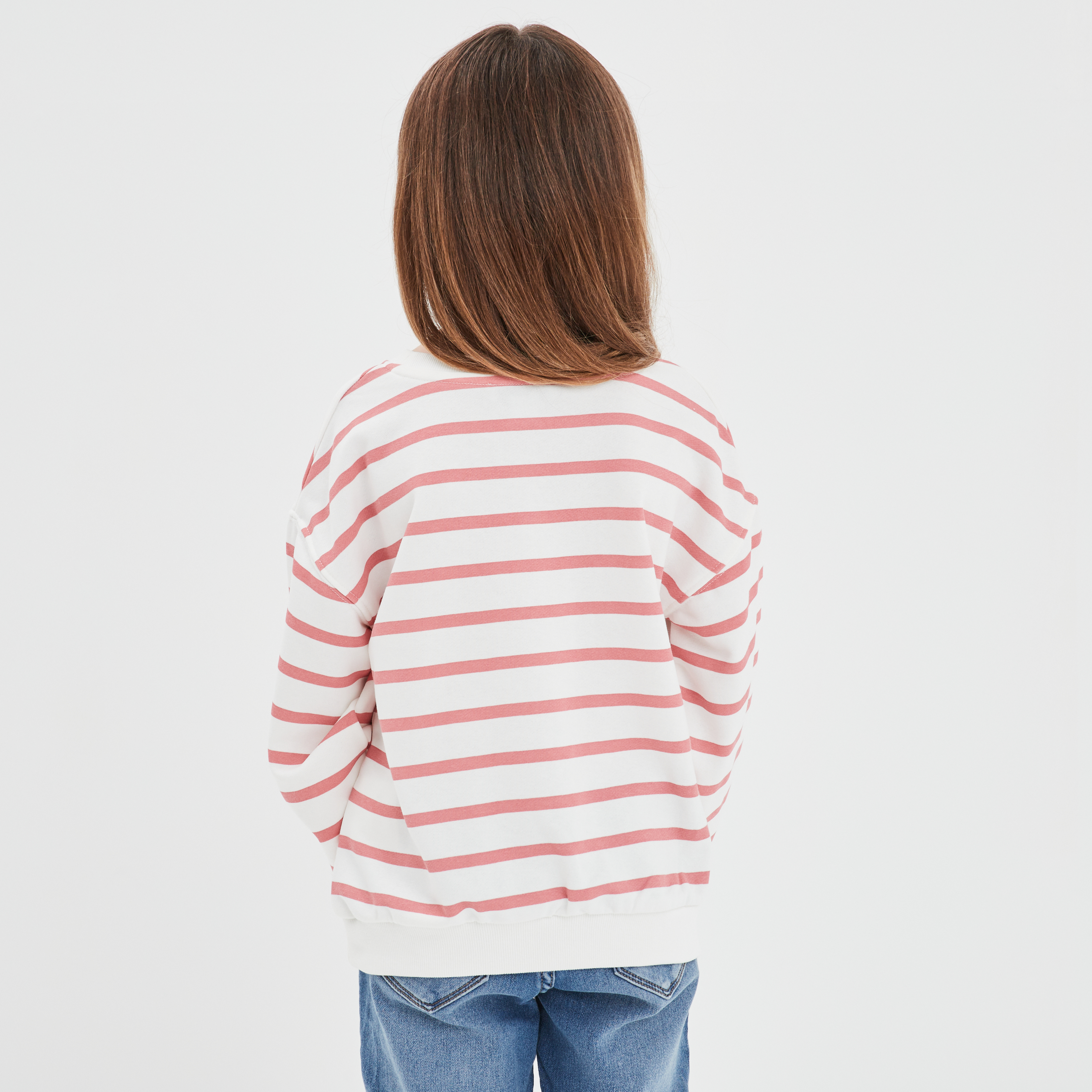 Sweat col rond manches longues blanc fille