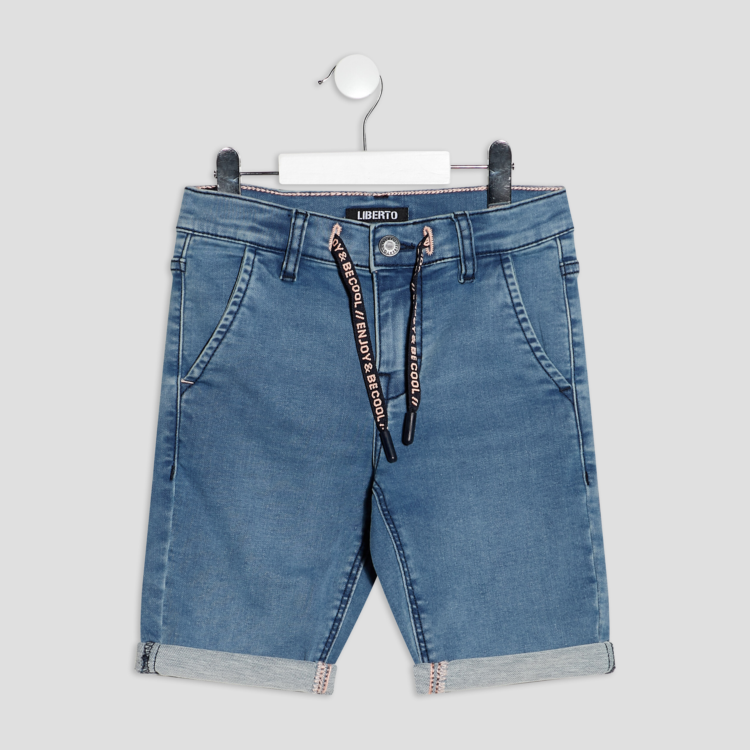 bermuda droit en jean denim double stone garcon Bermuda droit en jean denim double stone garçon