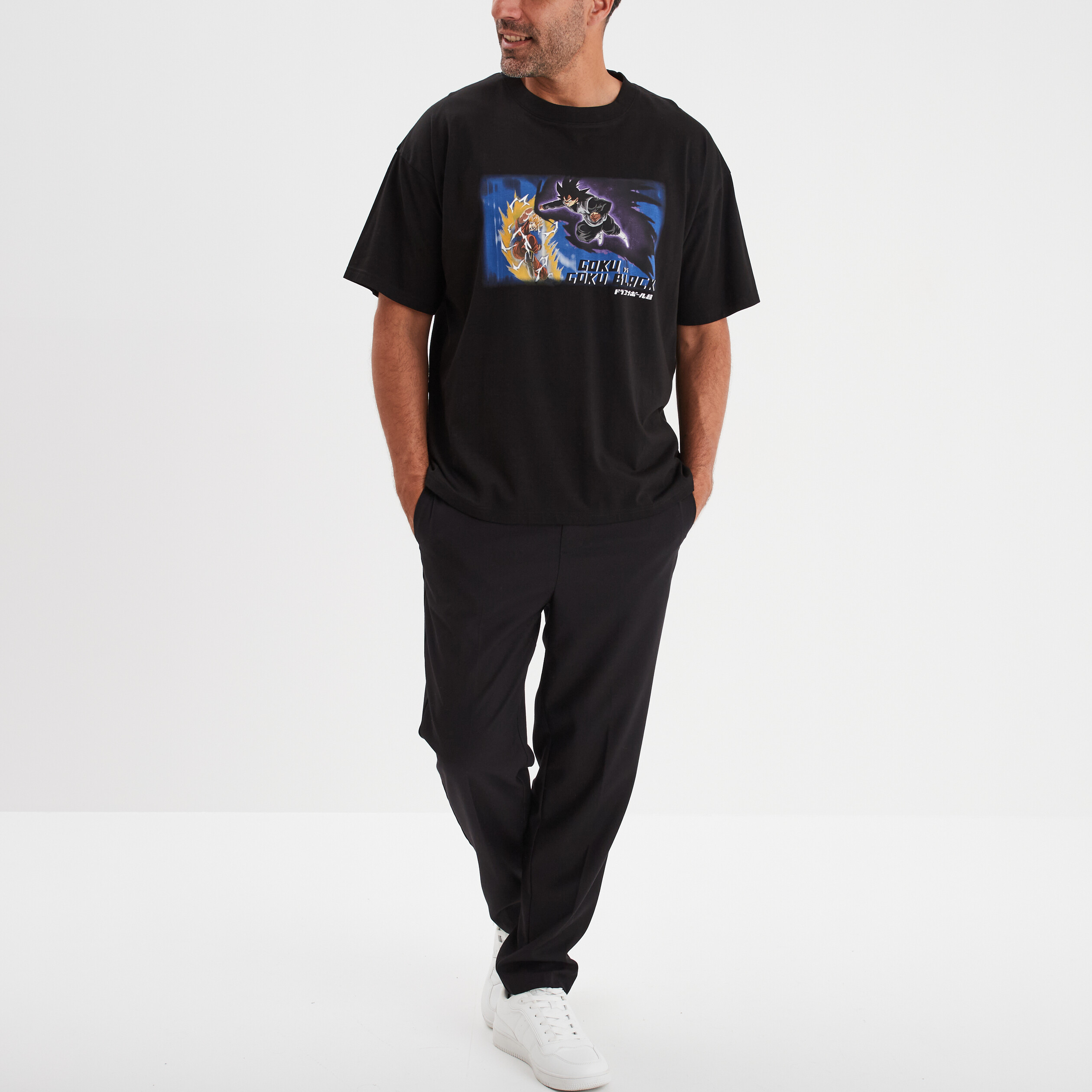 t shirt col rond dragon ball super noir homme T-shirt col rond Dragon Ball Super noir homme