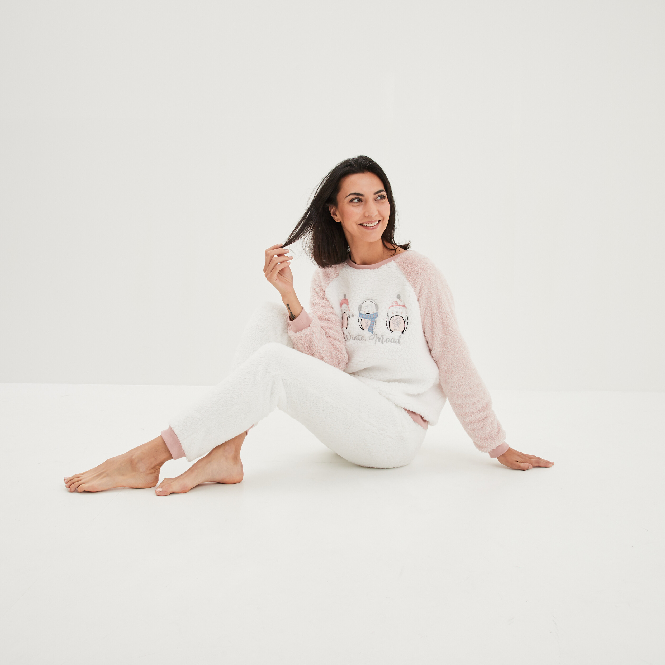 Ensemble pyjama pantalon pilou rose pastel femme