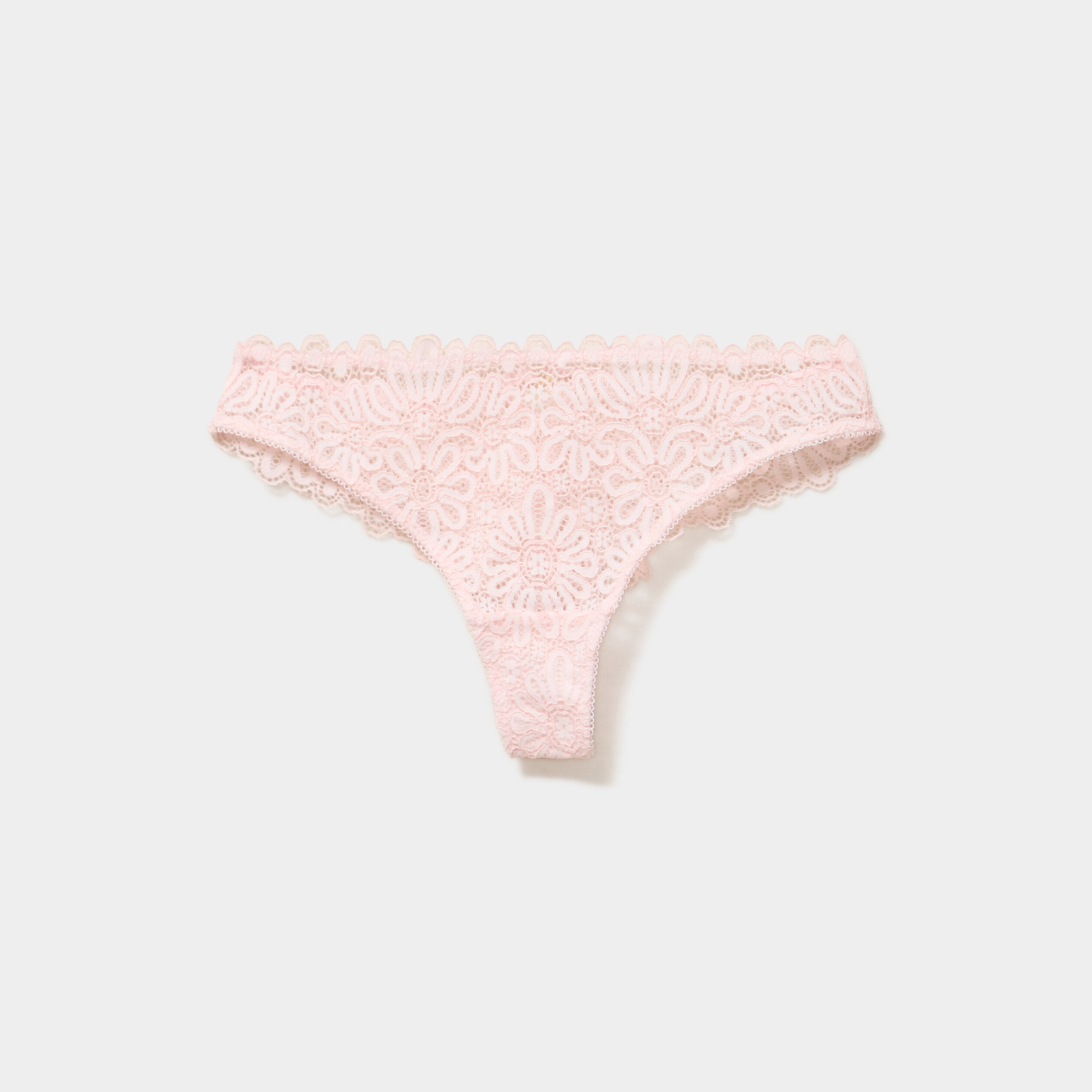 Tanga en dentelle rose clair femme