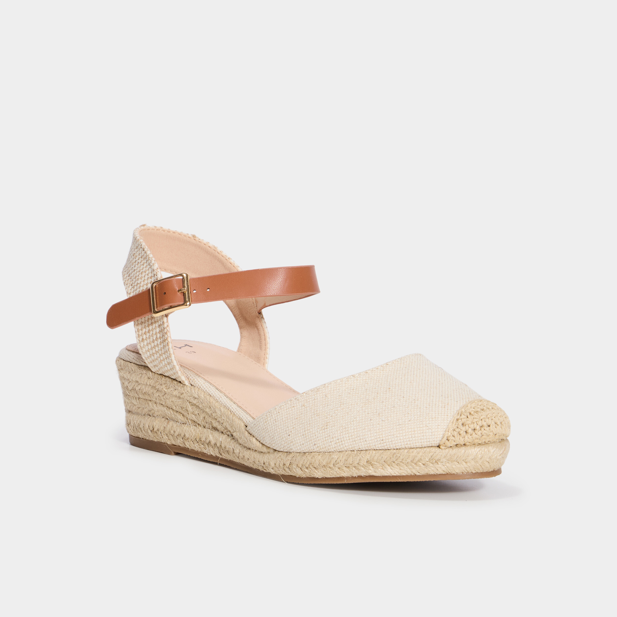 Espadrilles compens&eacute;es sable femme