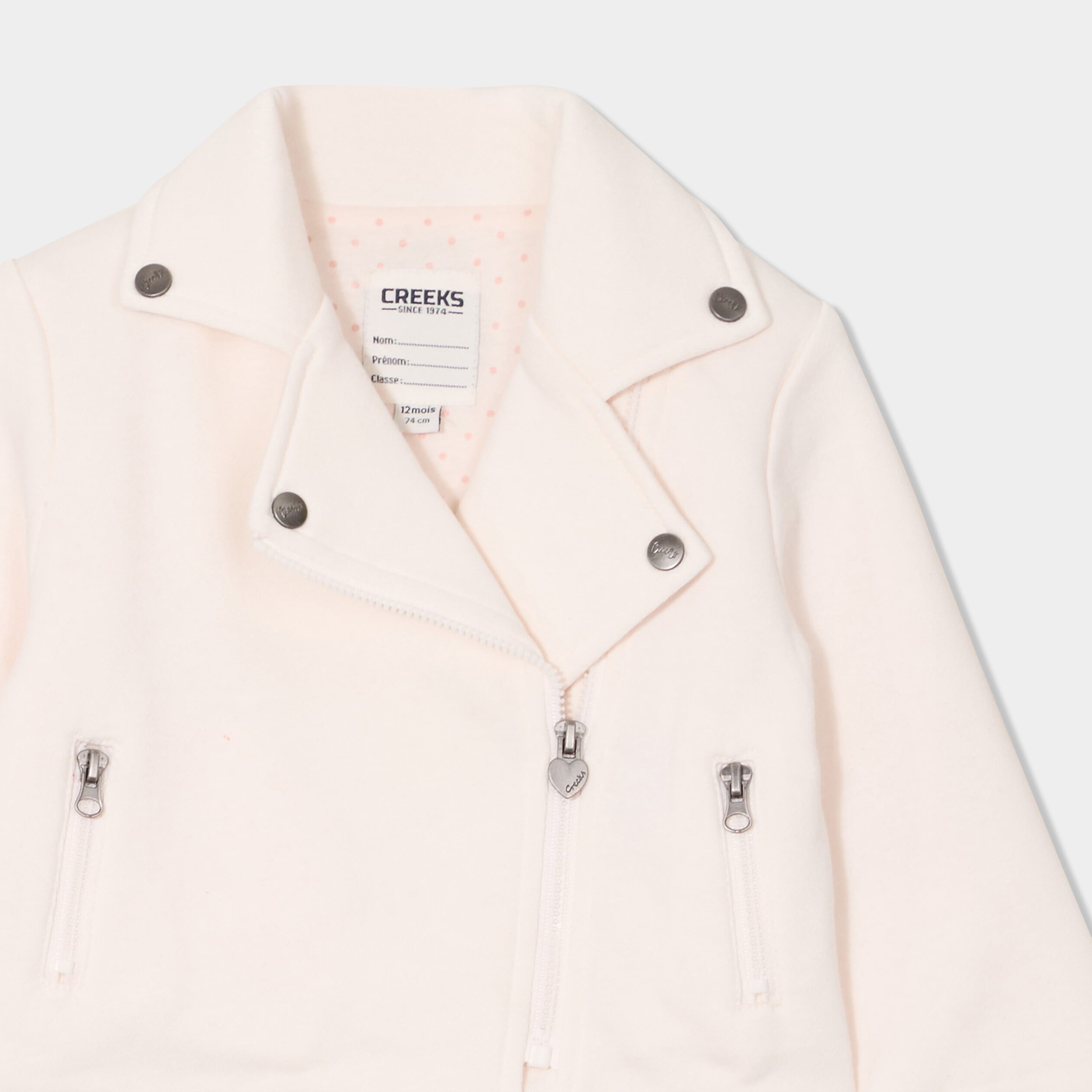 Veste esprit biker droite creme b&eacute;b&eacute; fille