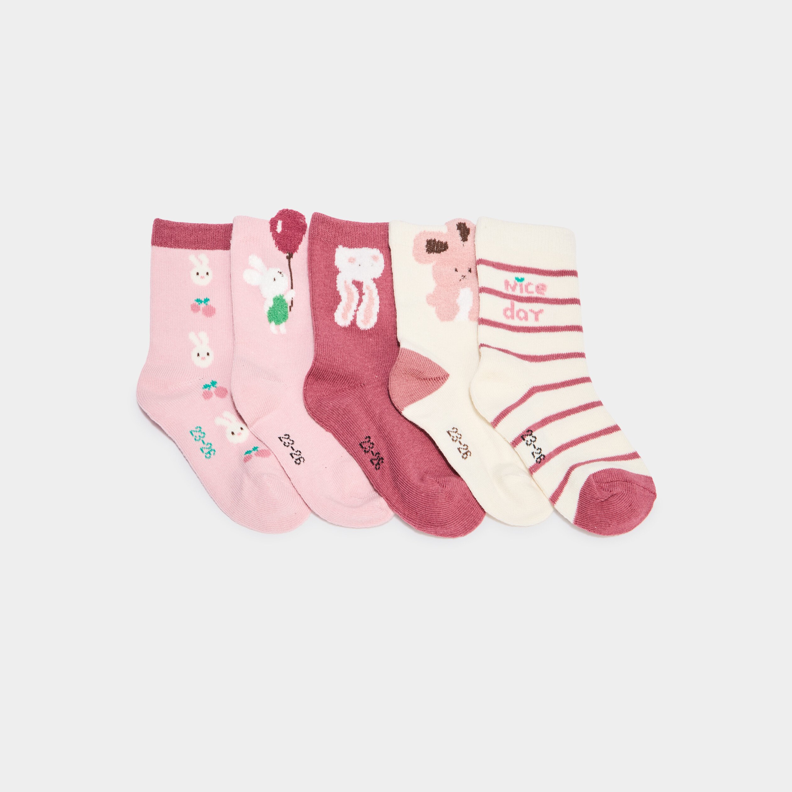 lot 5 paires chaussettes rose framboise bebef Lot 5 paires chaussettes rose framboise bébé fille