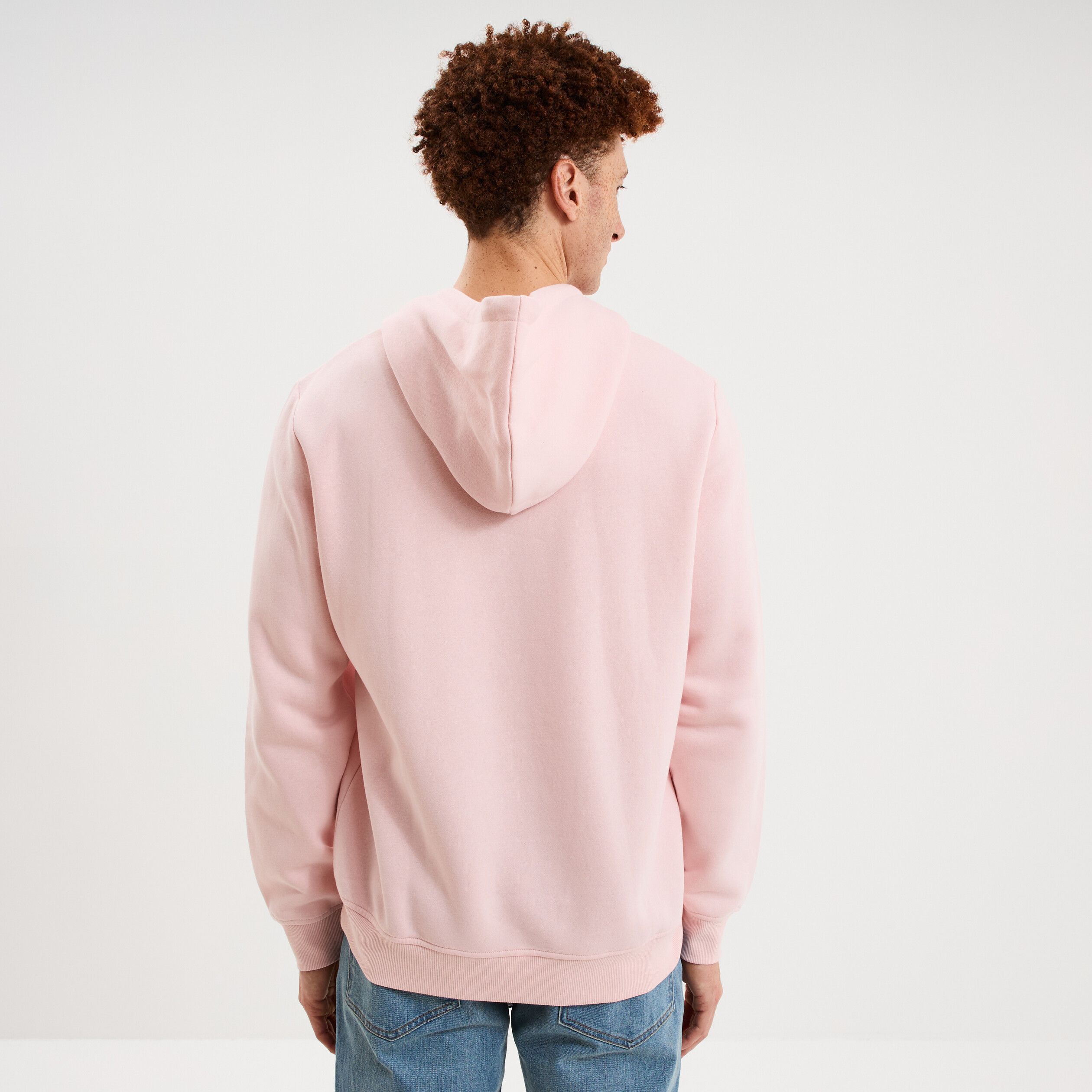 Sweat hoodie 1 poche molleton rose pastel homme