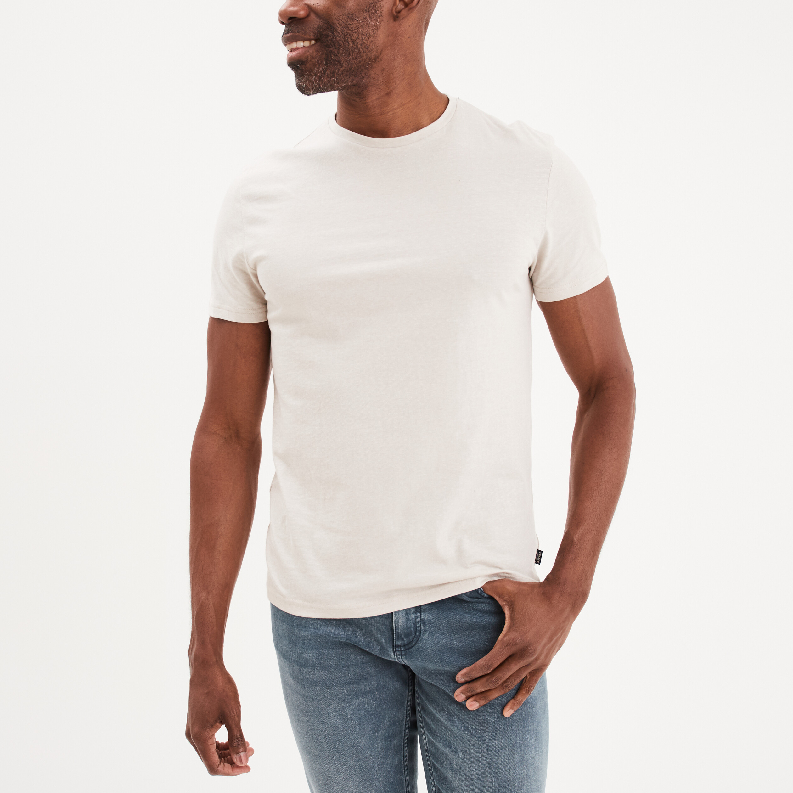 T-shirt col rond manches courtes Creeks gris clair homme