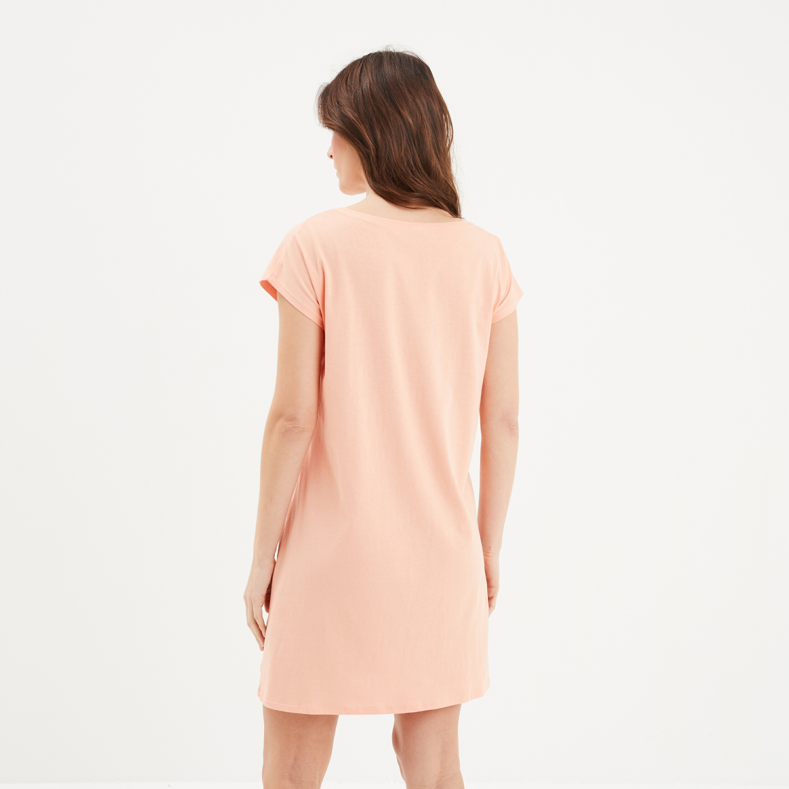 chemise de nuit manches courtes rose saumon femme Chemise de nuit manches courtes rose saumon femme