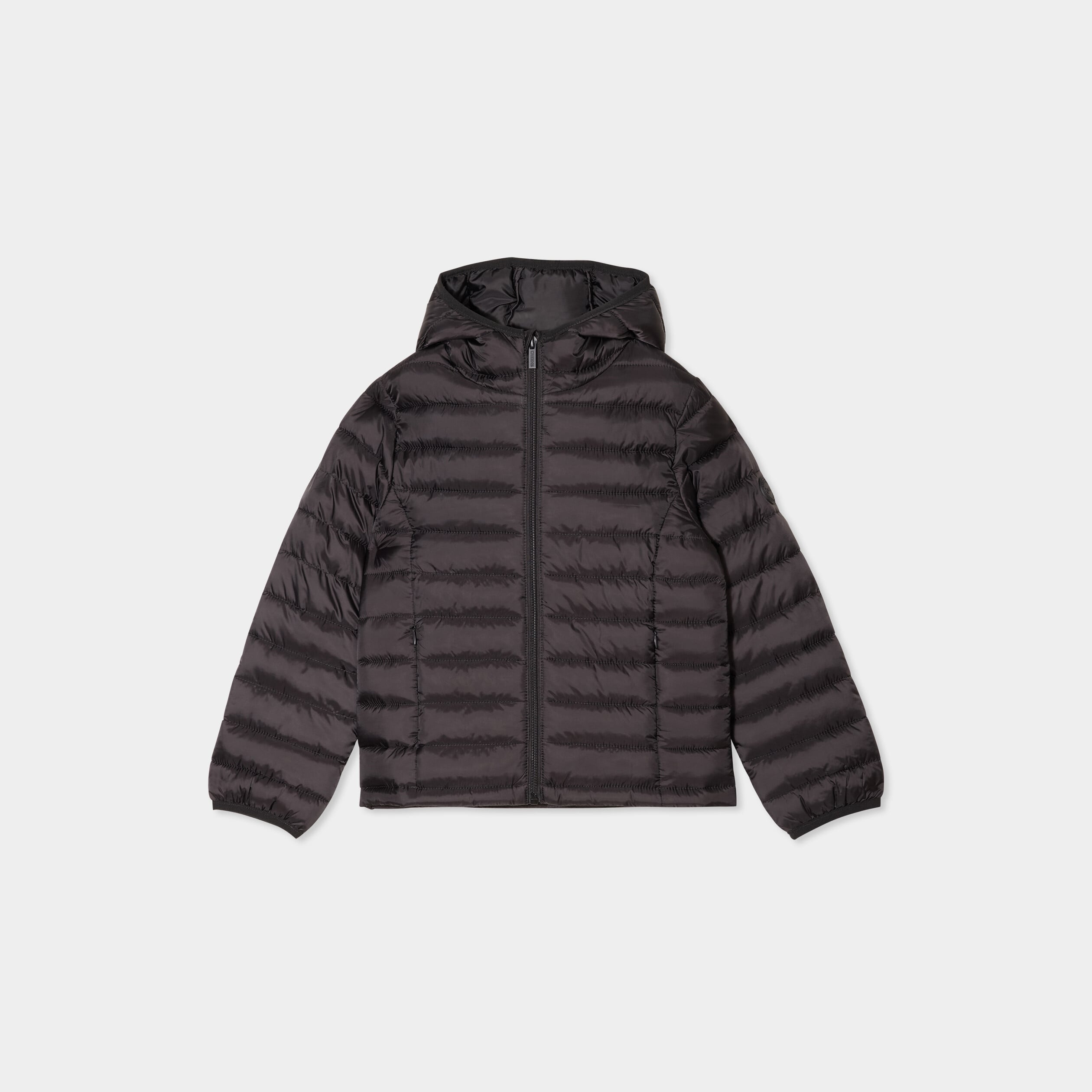 Doudoune l&eacute;g&egrave;re &agrave; capuche imperm&eacute;able noir fille