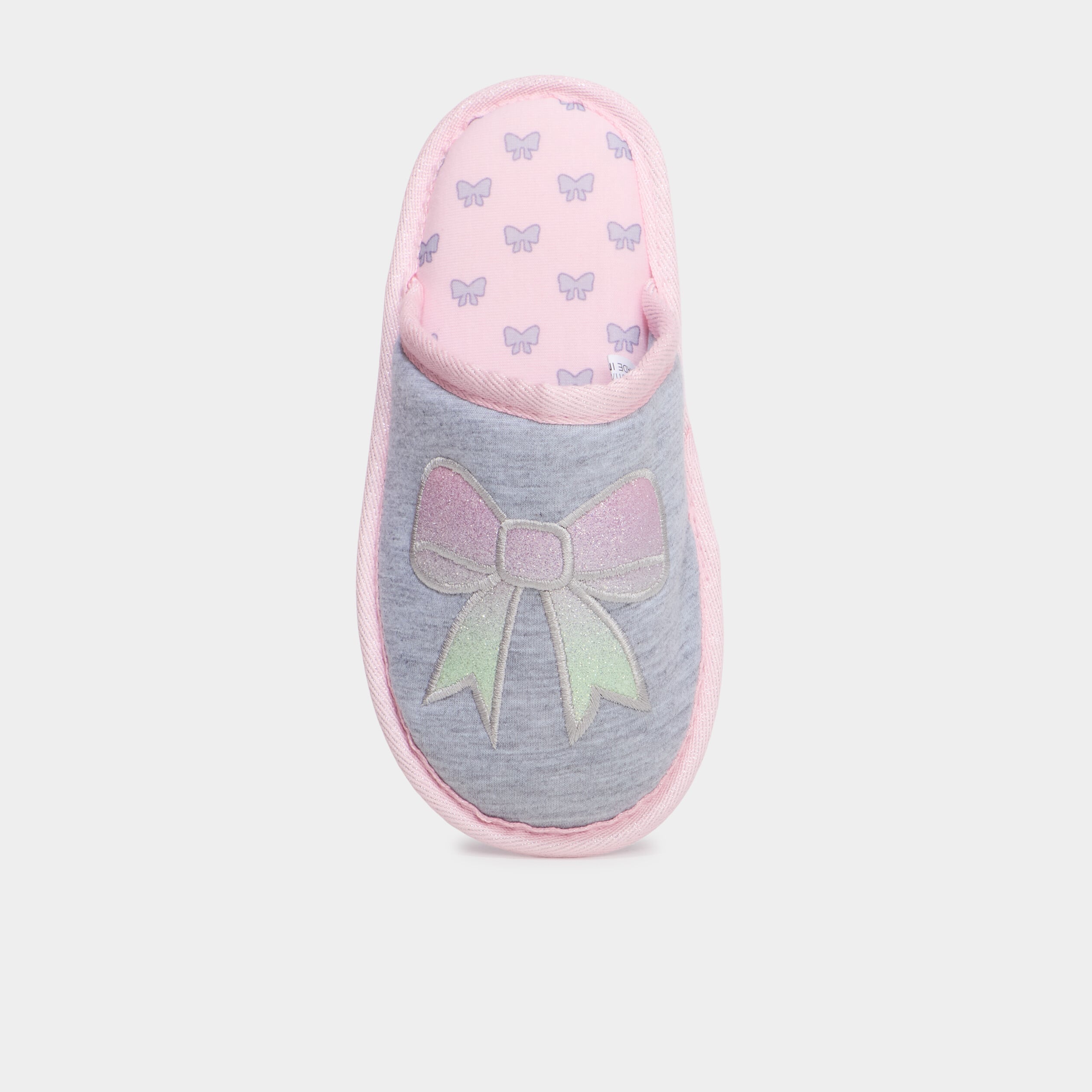 Chaussons mules &agrave; paillettes gris fille