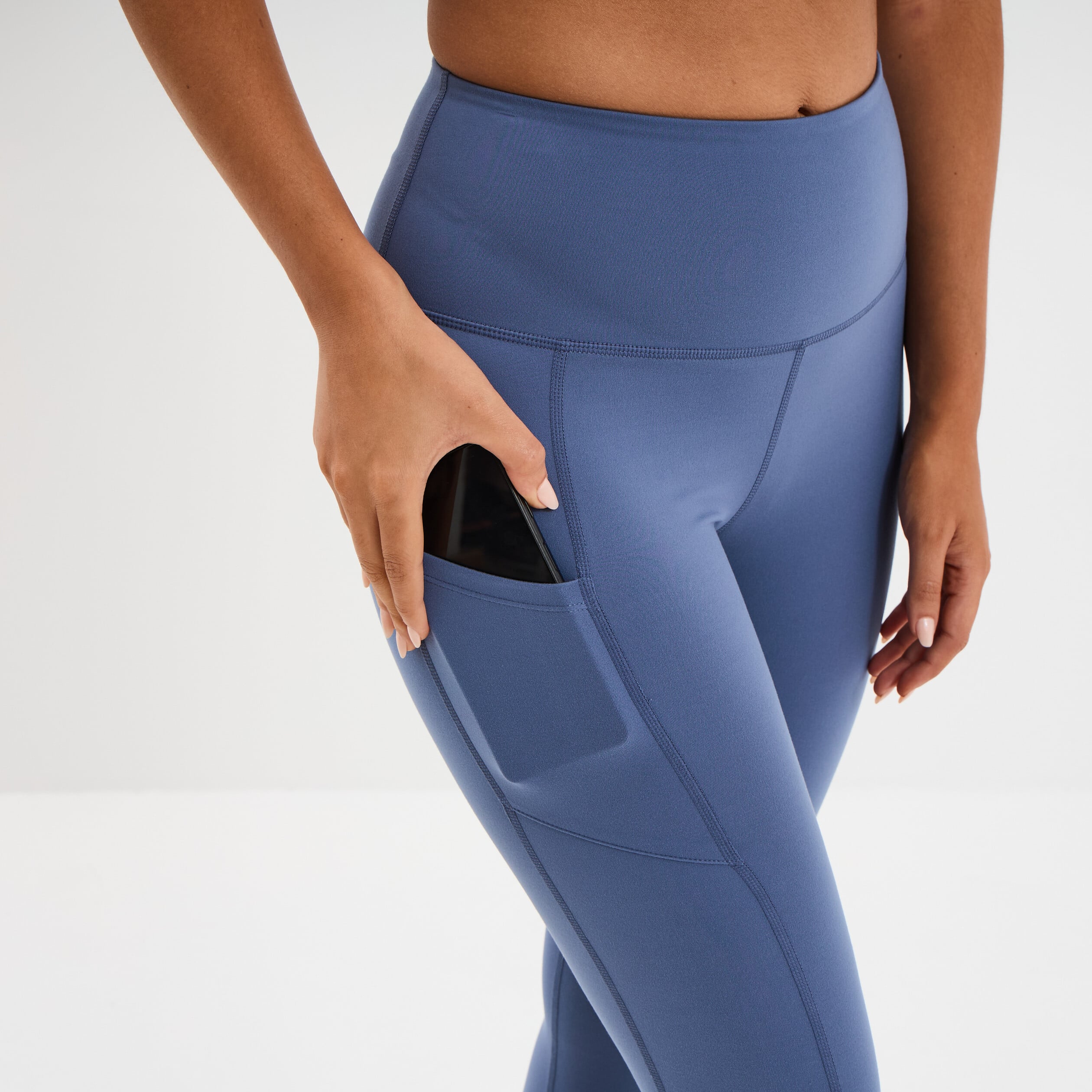 Legging de sport taille haute bleu fonc&eacute; femme