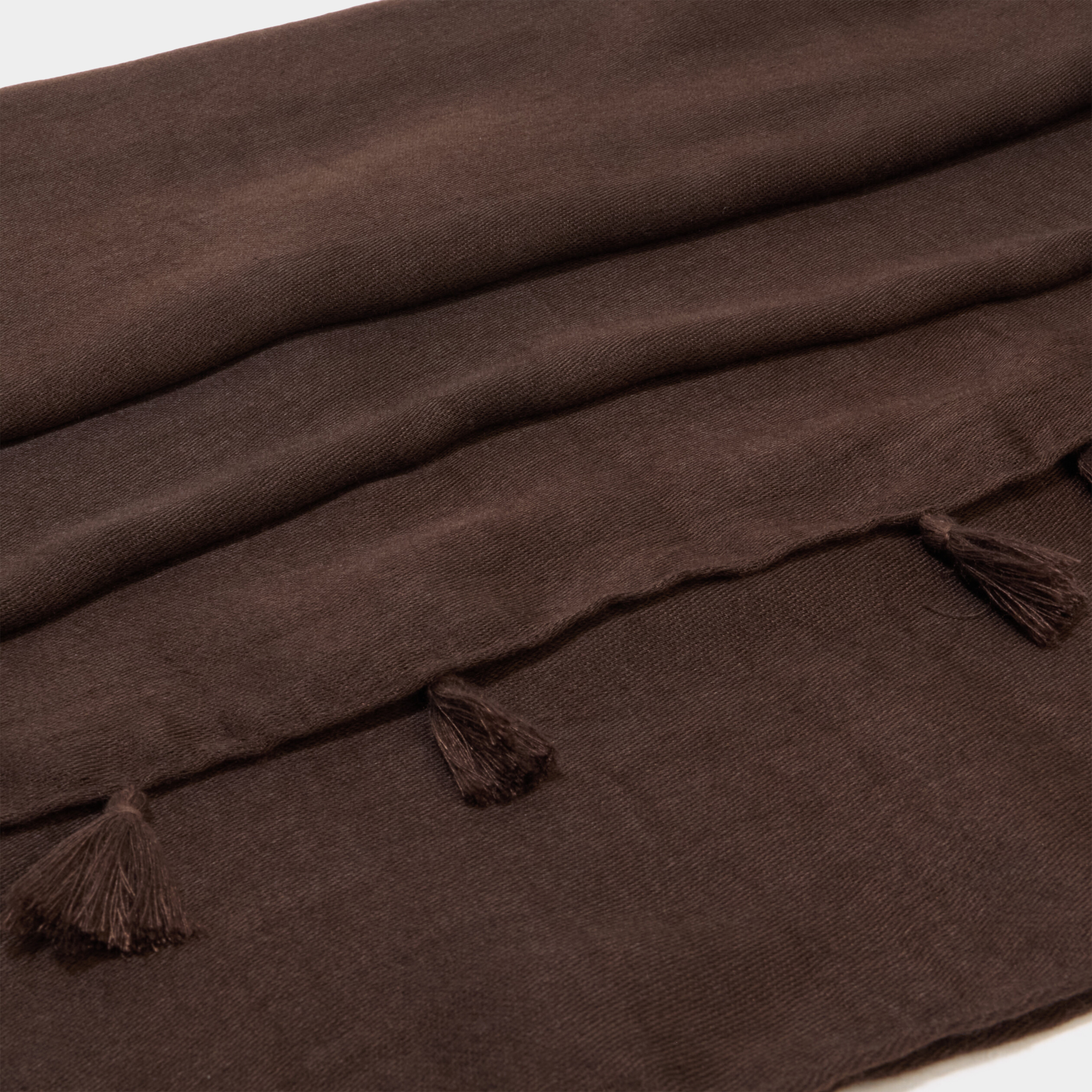 Foulard &agrave; pompons marron fonc&eacute; femme
