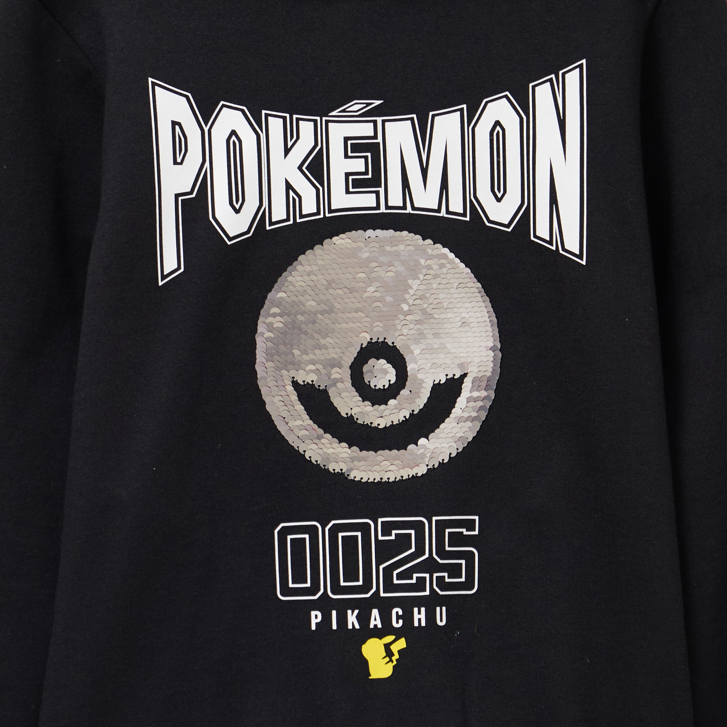 Sweat hoodie sequins r&eacute;versibles Pok&eacute;mon noir gar&ccedil;on