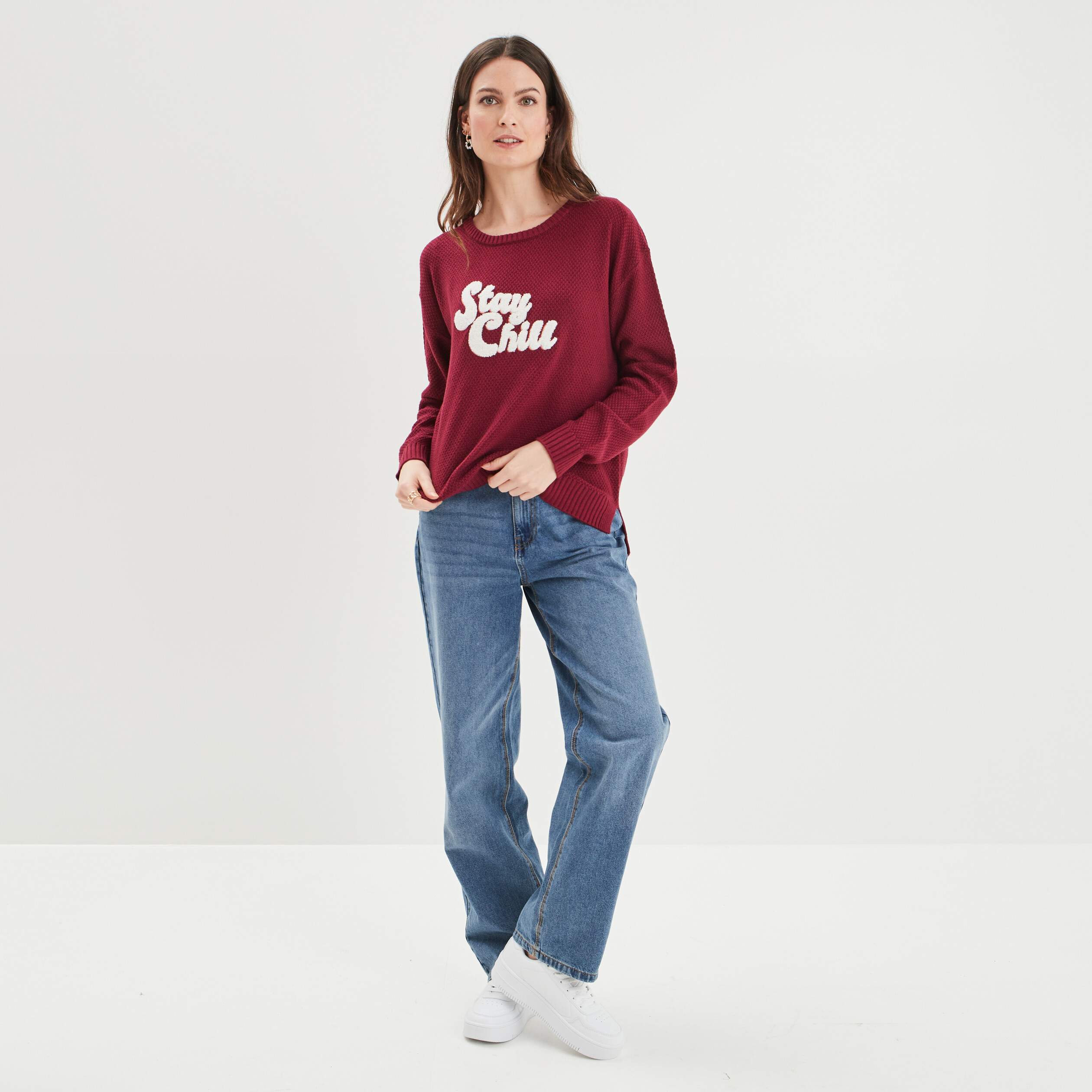pull col rond bordeaux femme Pull col rond bordeaux femme