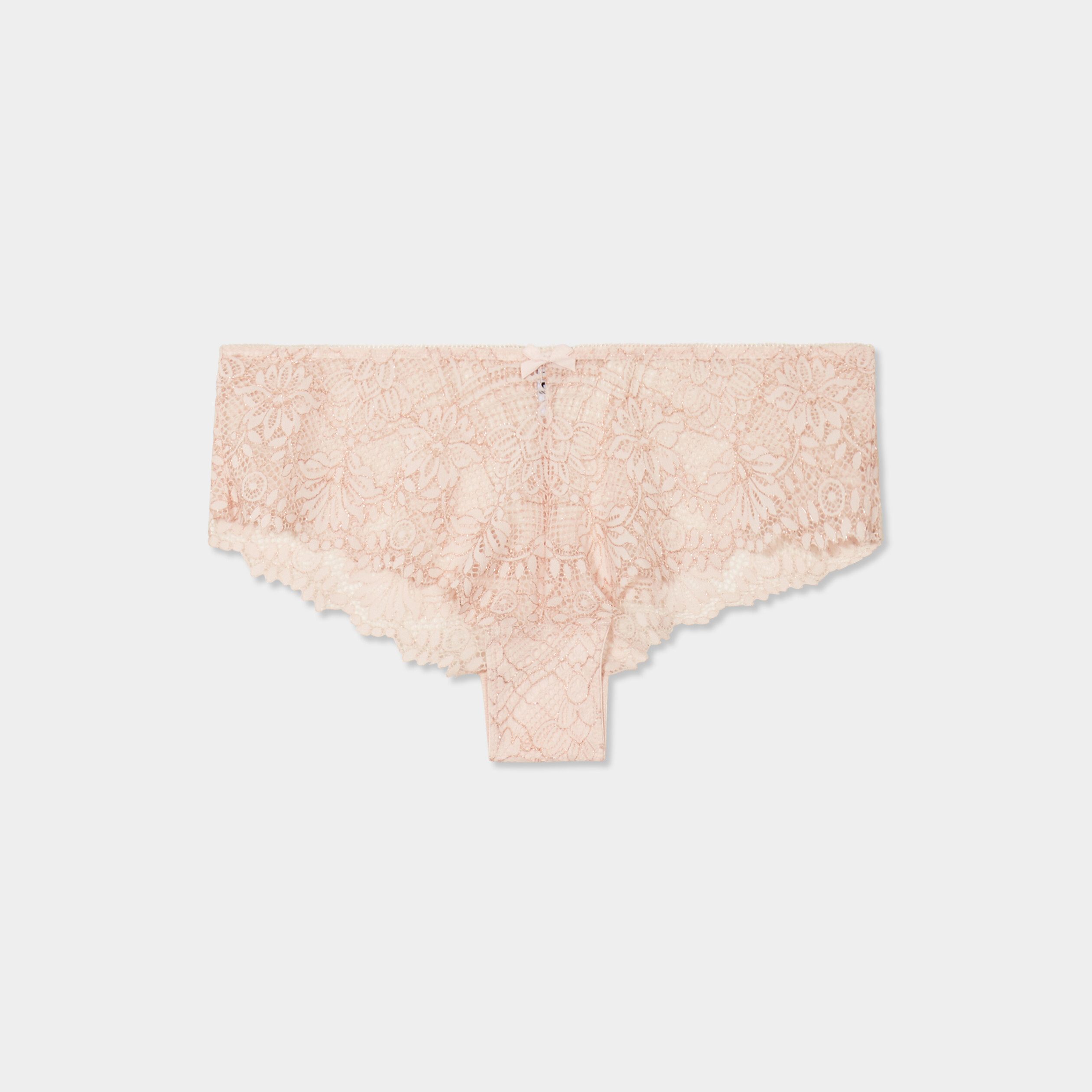 Shorty en dentelle rose clair femme