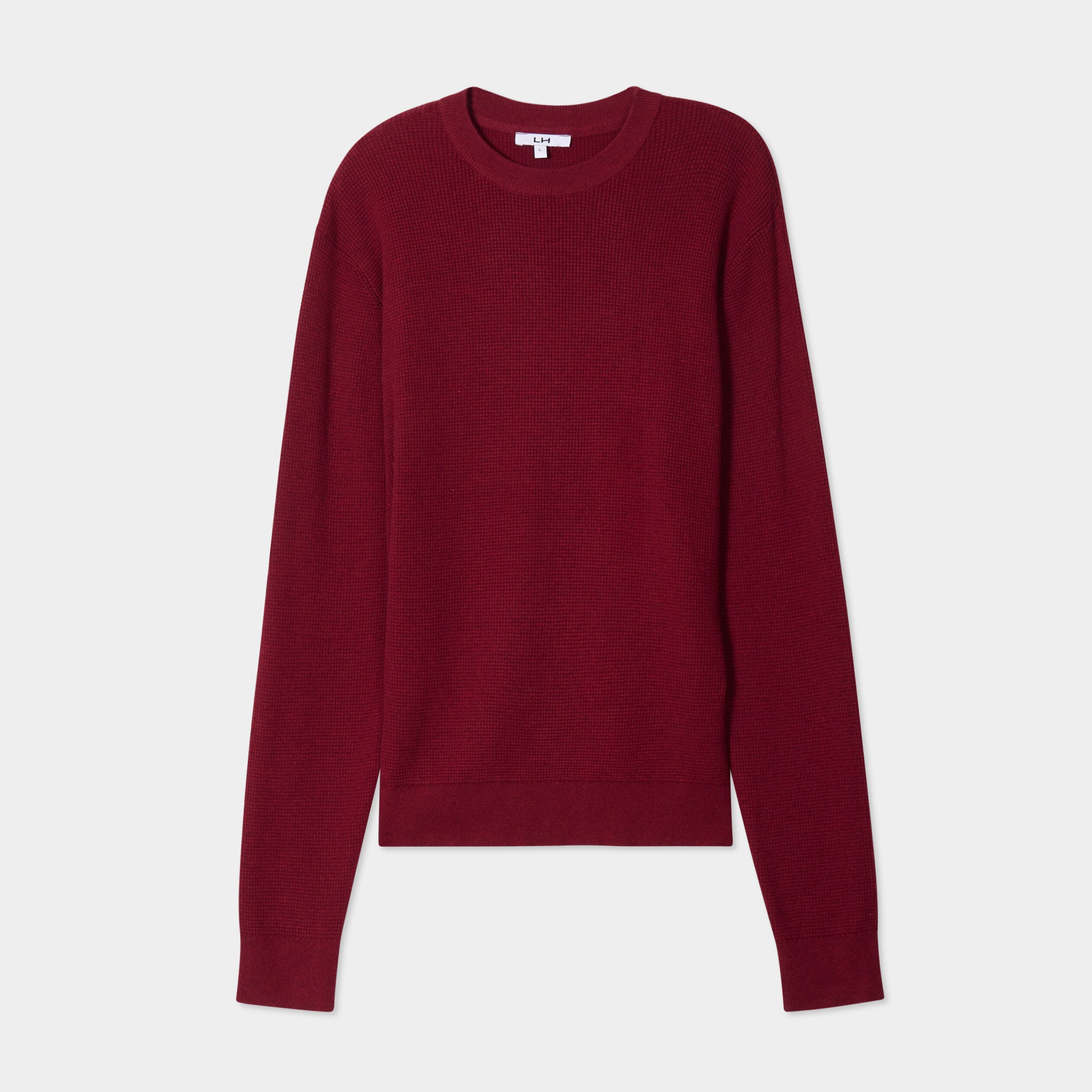 pull avec col rond a relief bordeaux homme Pull avec col rond à relief bordeaux homme