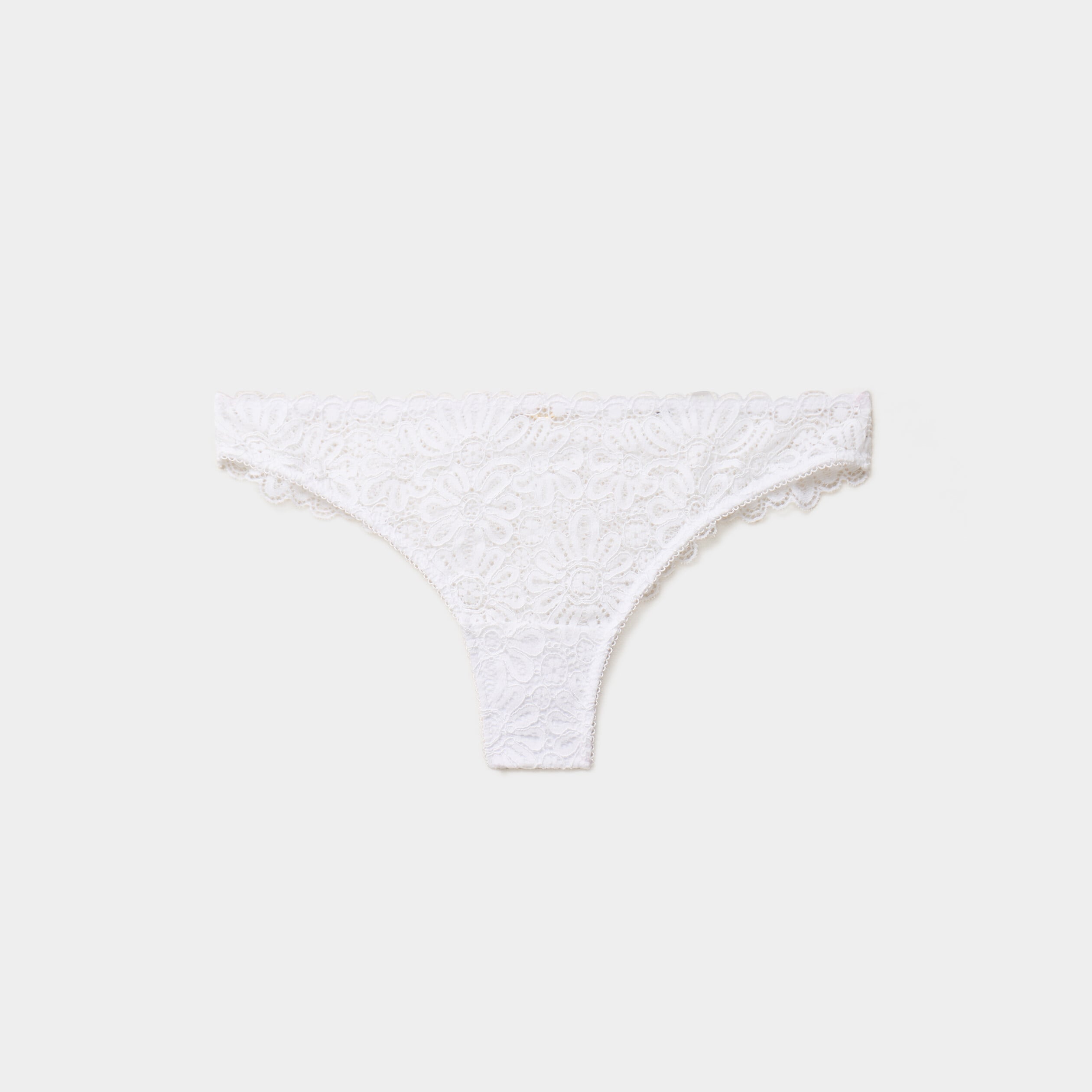 Tanga en dentelle blanc femme
