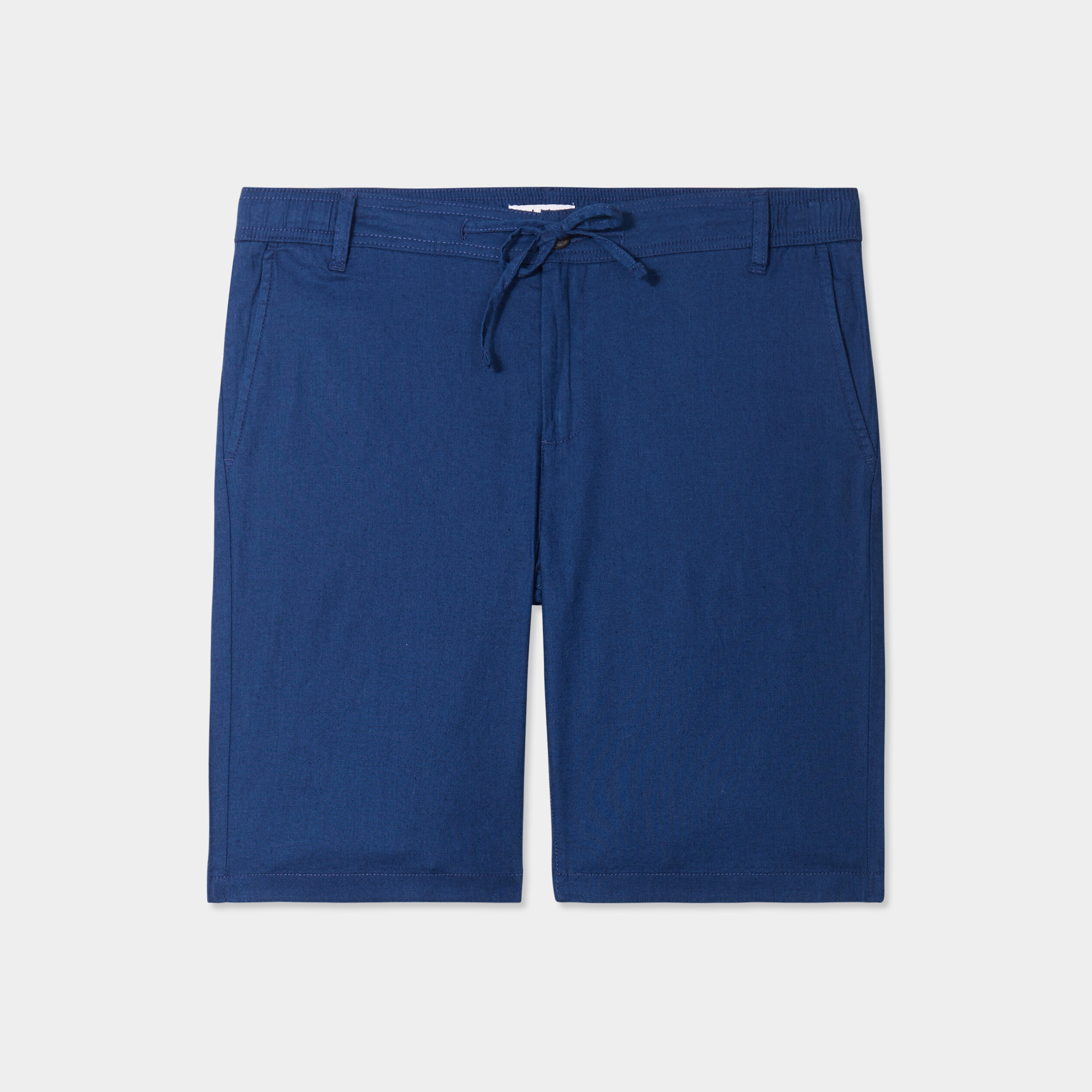 bermuda chino a coulisse lin melange bleu roi homme Bermuda chino à coulisse lin mélangé bleu roi homme