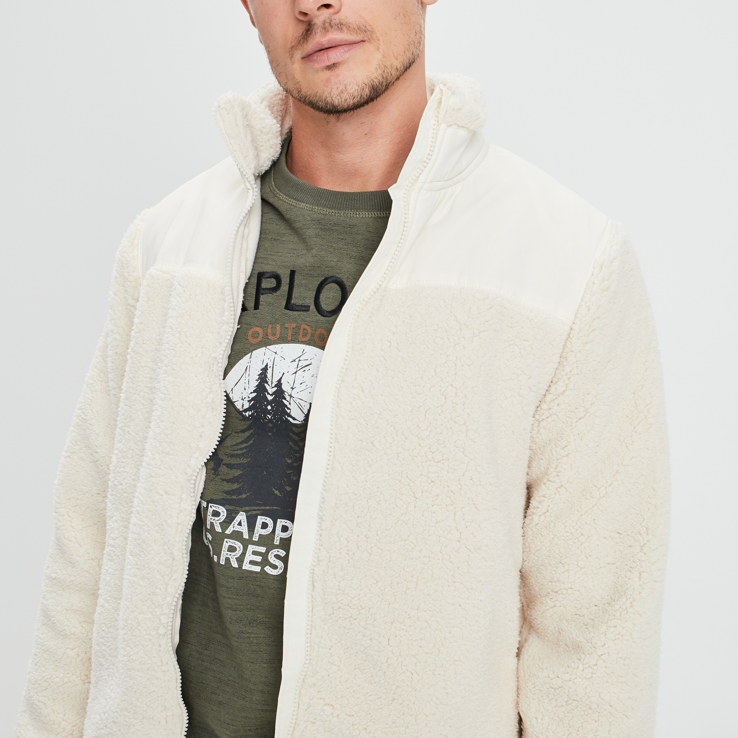 veste polaire avec col montant ivoire homme Veste polaire avec col montant ivoire homme