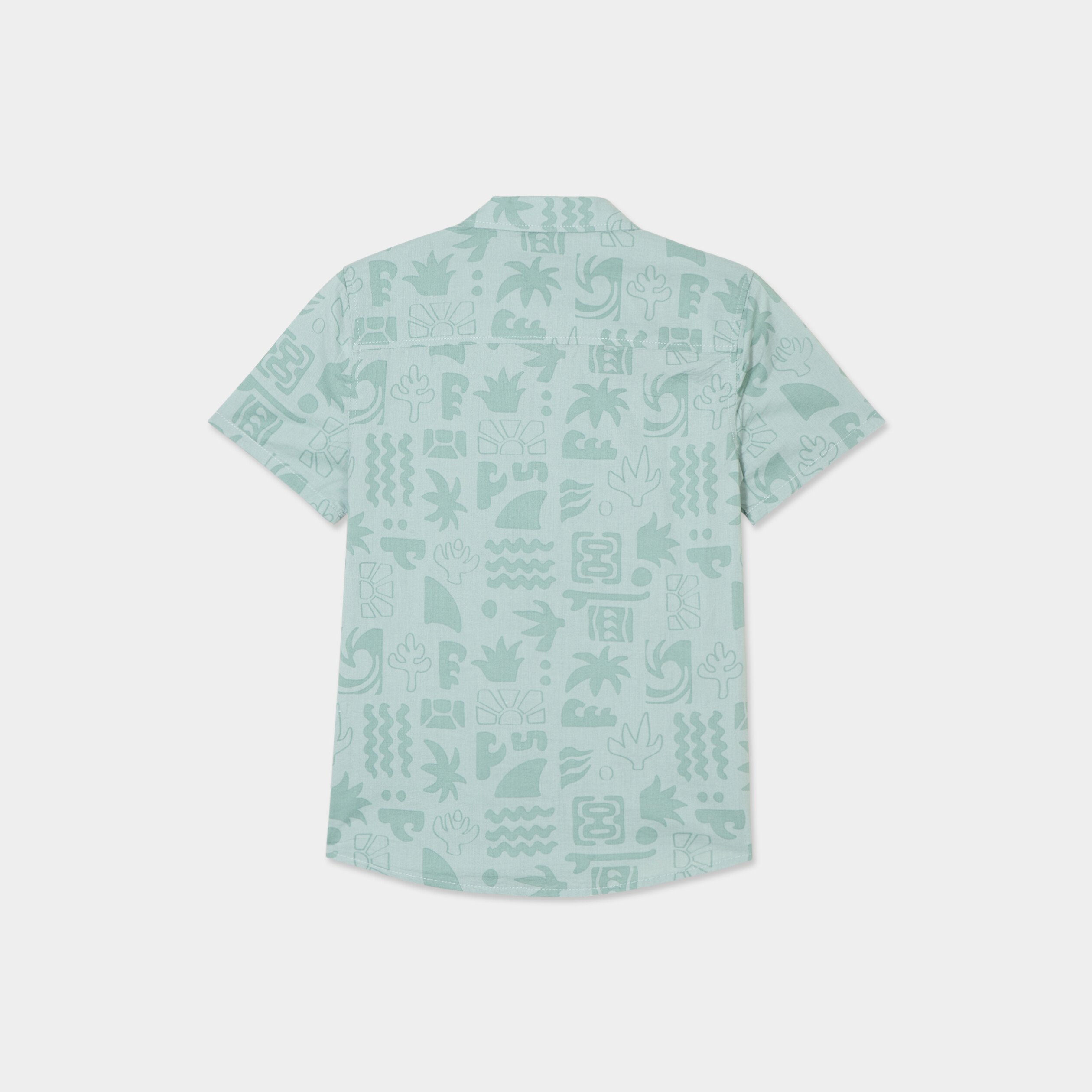 Chemise manches courtes vert kaki gar&ccedil;on