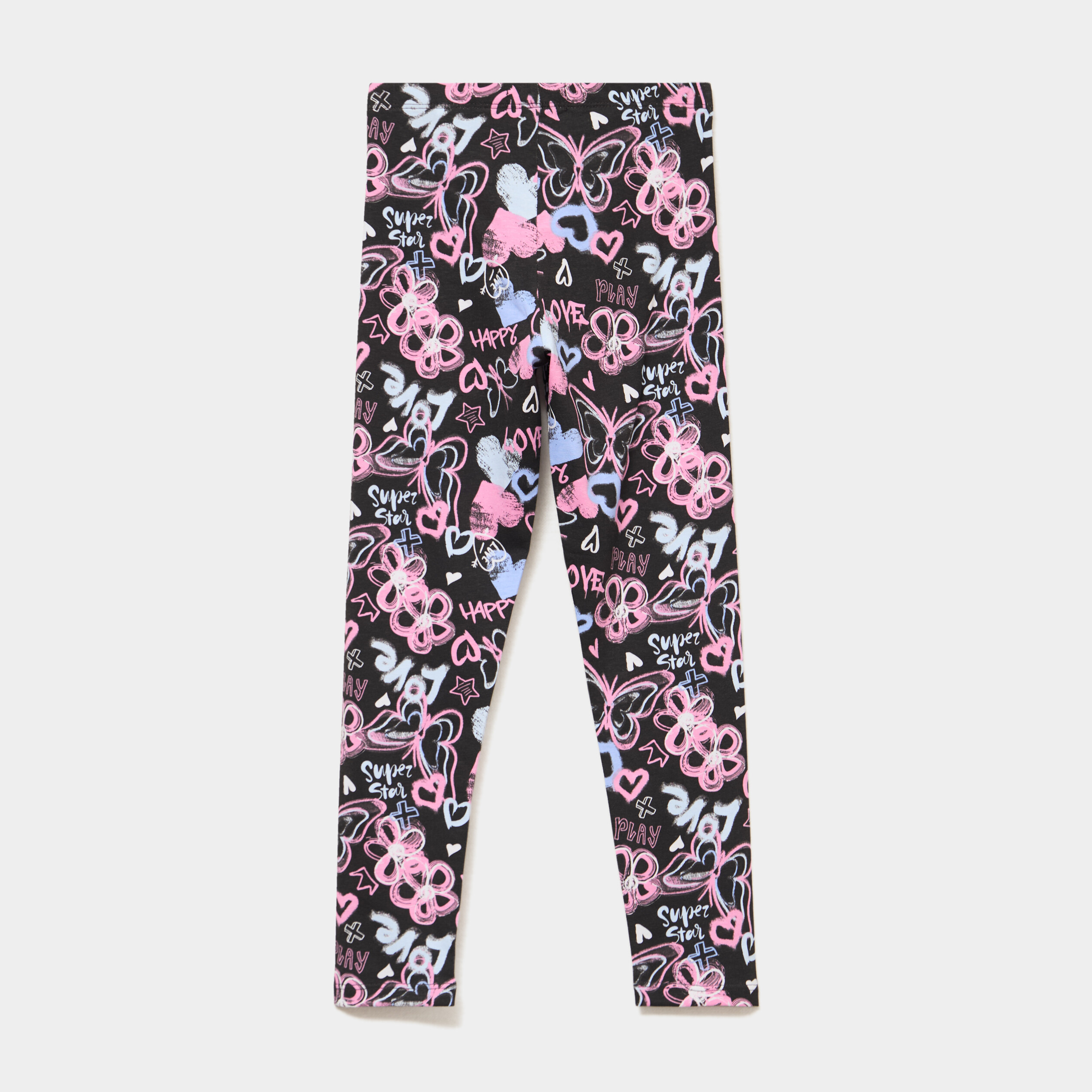 Legging taille &eacute;lastiqu&eacute;e coton noir fille
