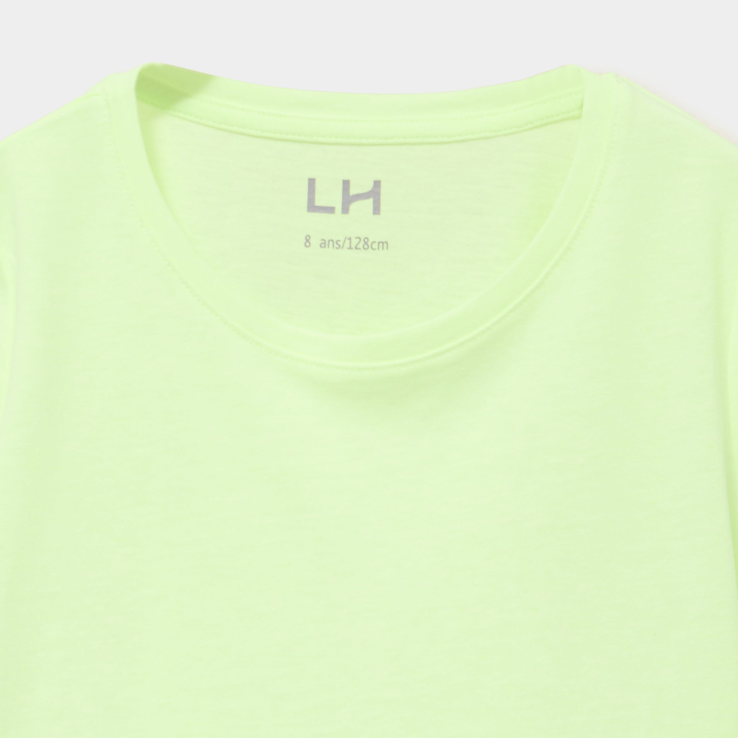 T-shirt col rond manches courtes jaune fluo fille