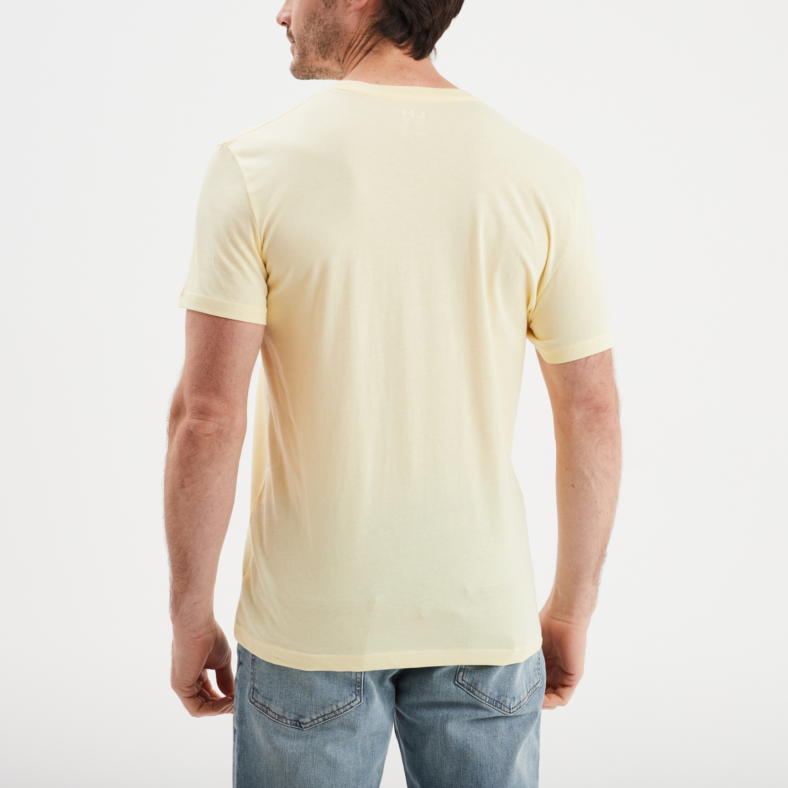 T-shirt droit en coton manches courtes jaune clair homme