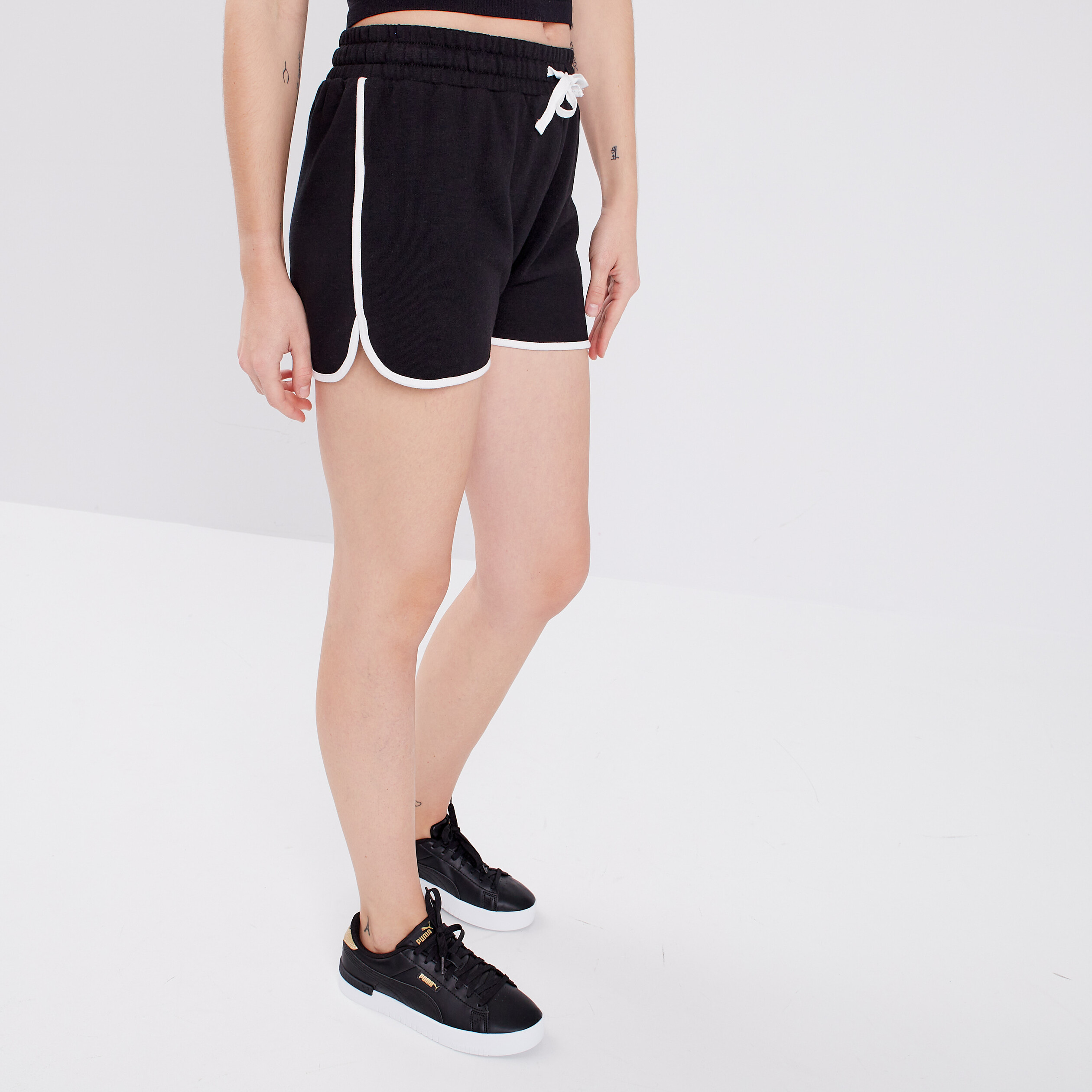 Jogging-Short droit taille élastiquée noir femme