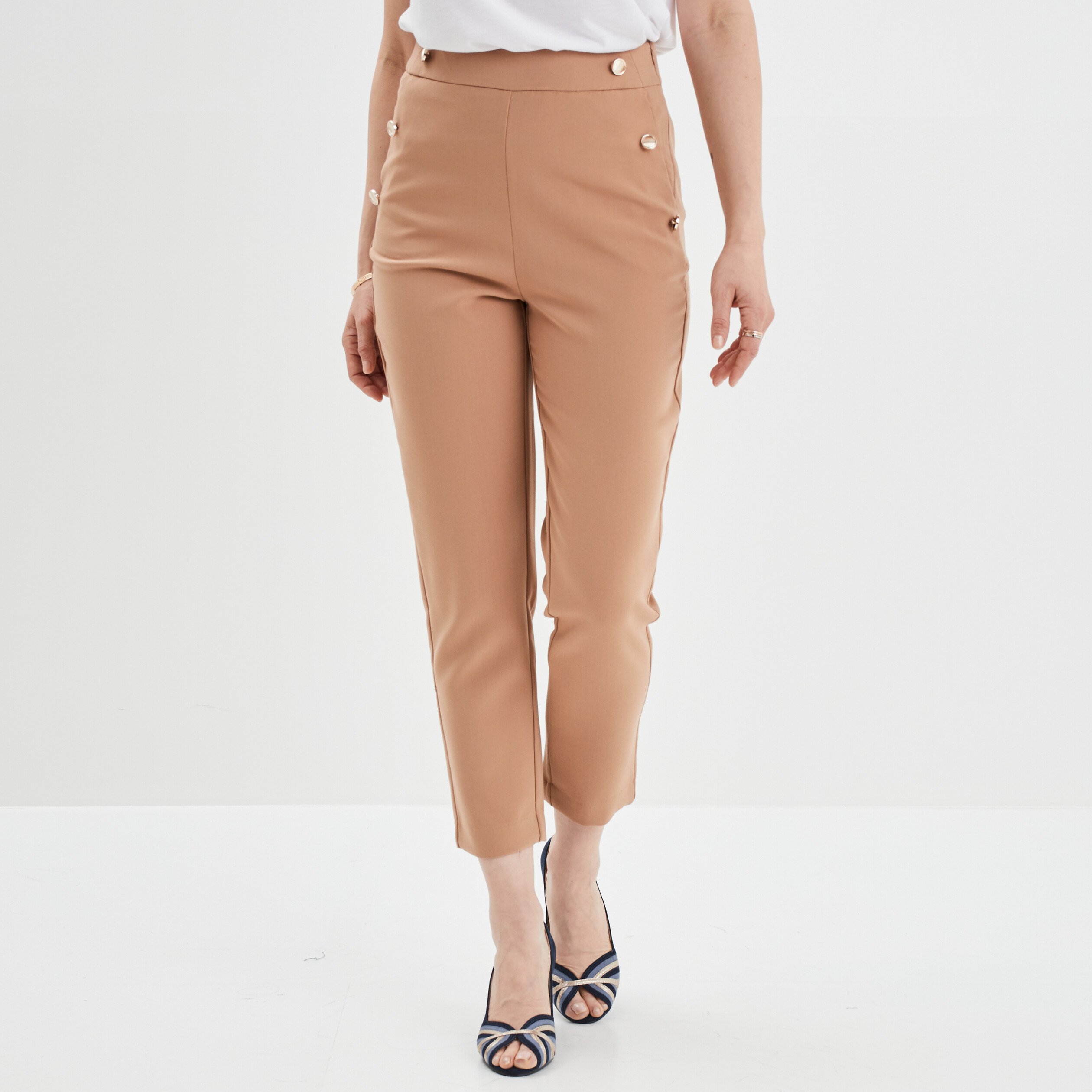 Pantalon droit clearance marron femme