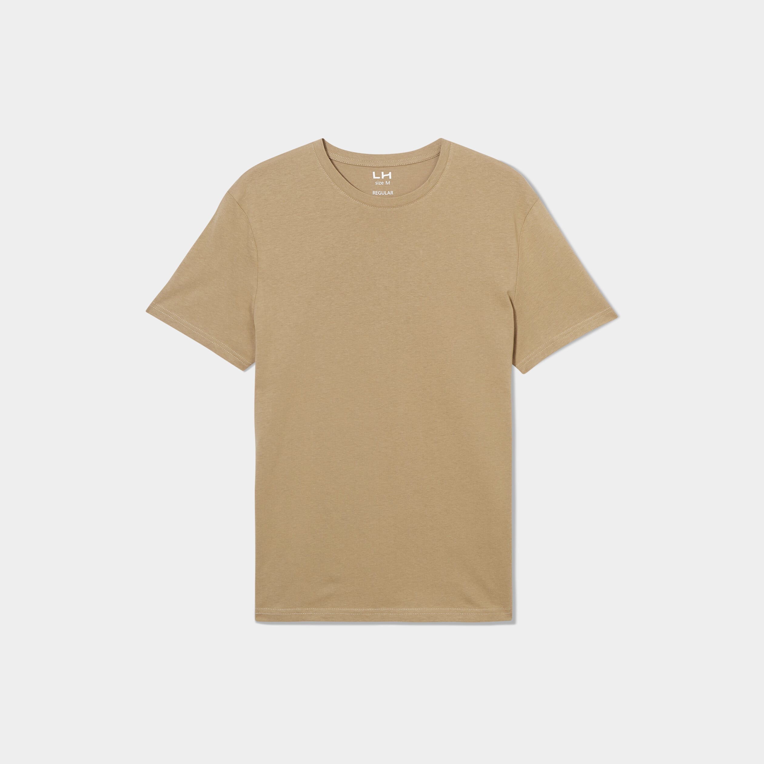 T-shirt droit en coton manches courtes vert kaki homme