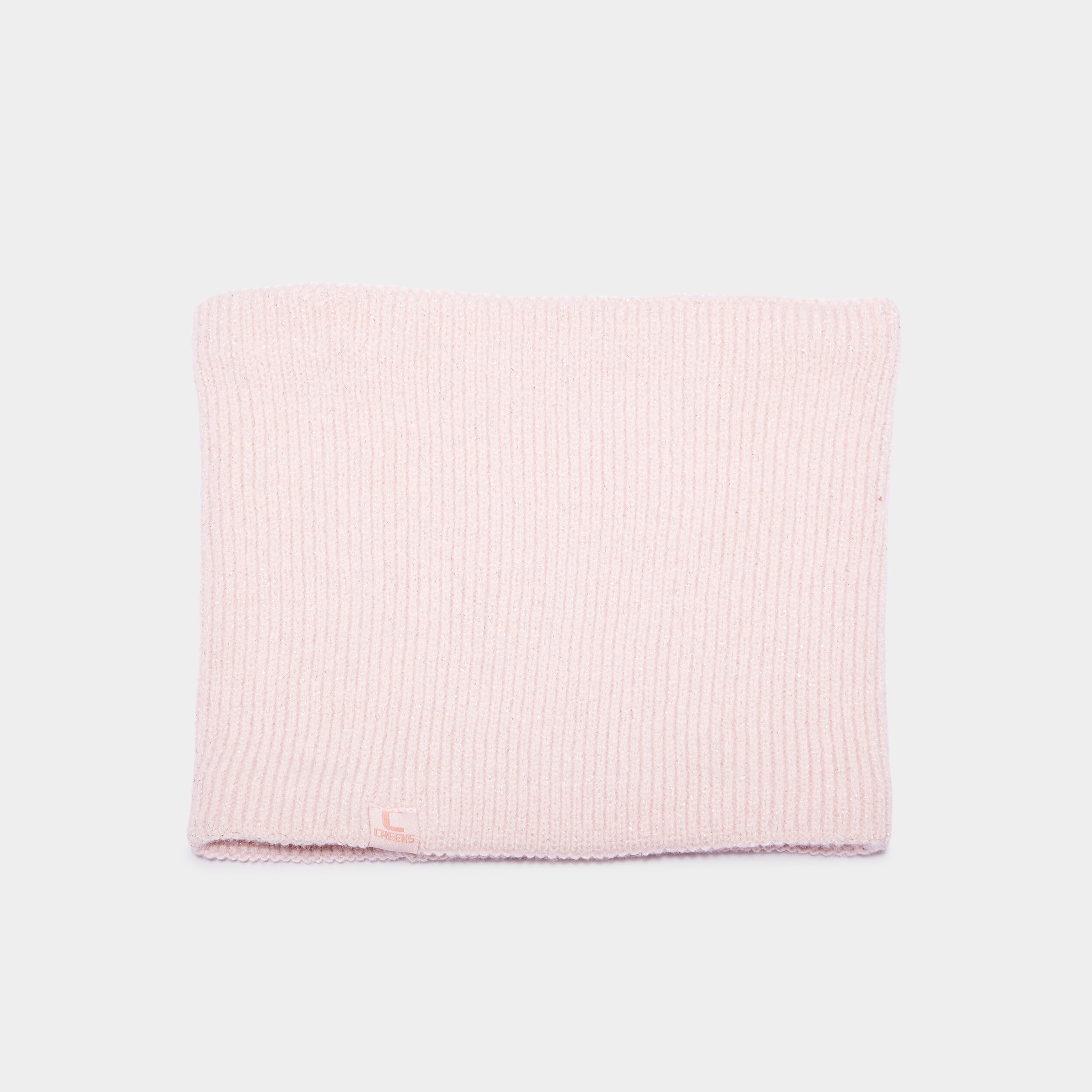 Tour de cou tricot&eacute; fourr&eacute; rose clair fille