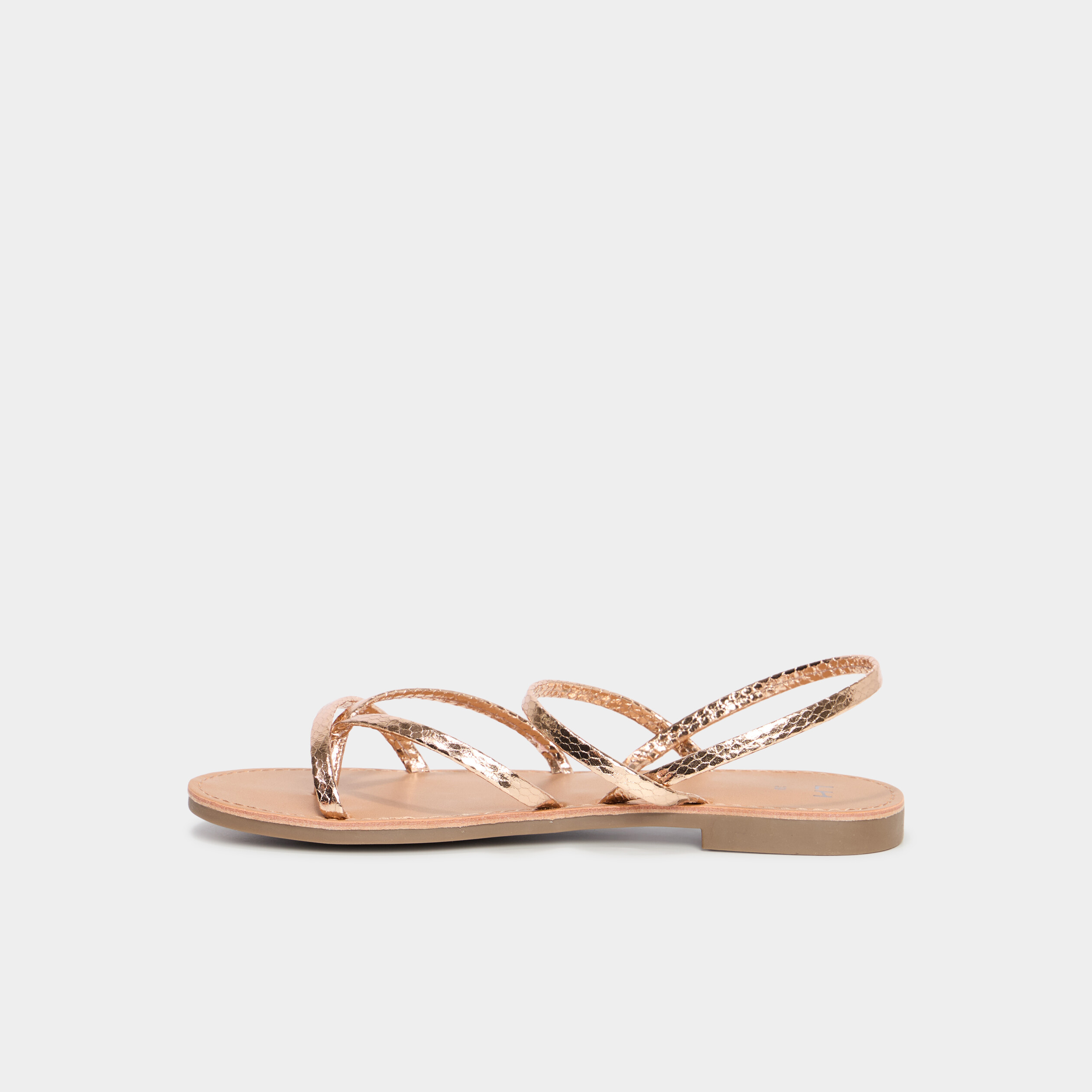 Sandales plates rose champagne femme