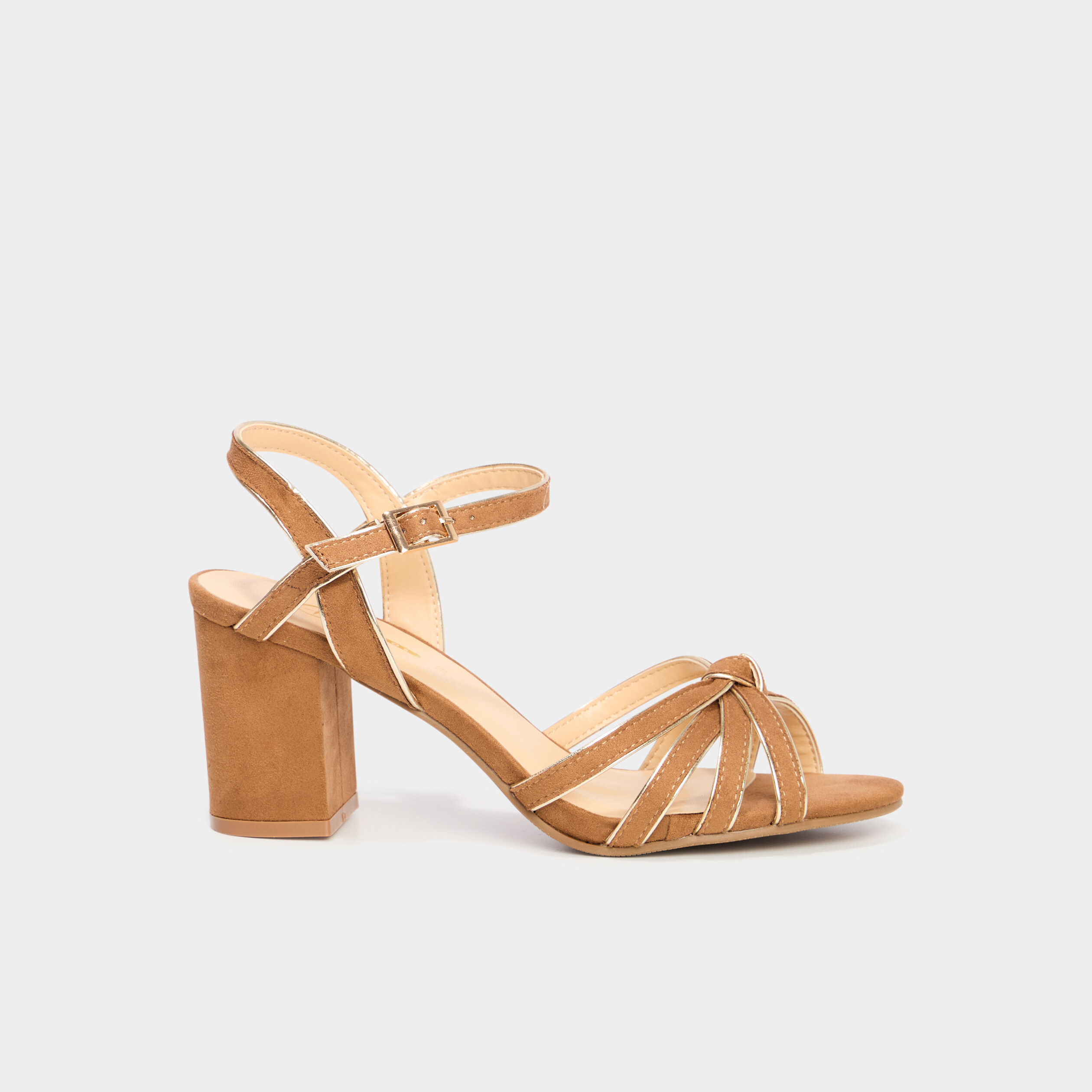 sandales a talons effet suedine camel femme Sandales à talons effet suédine camel femme