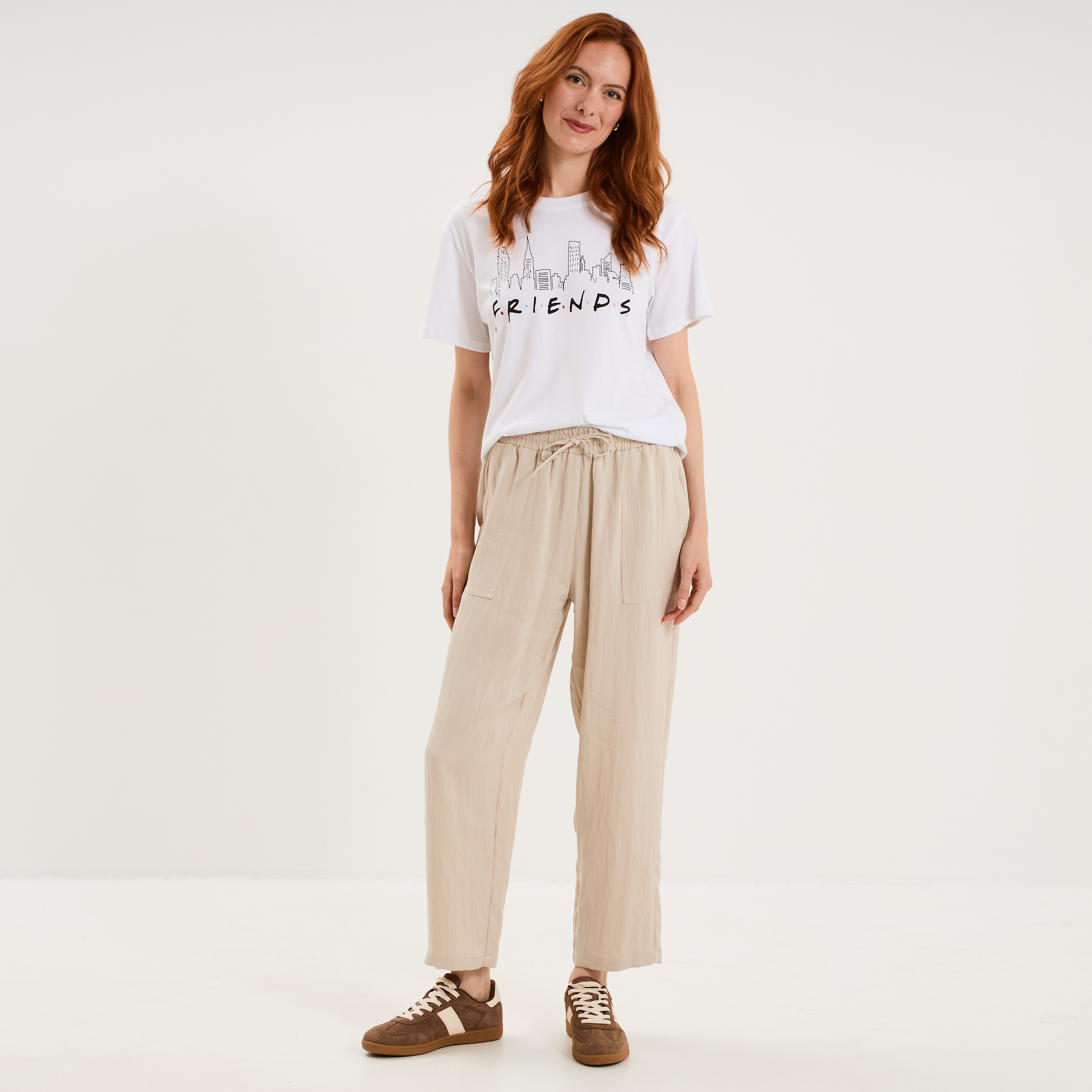 T-shirt manches courtes coton Friends blanc femme