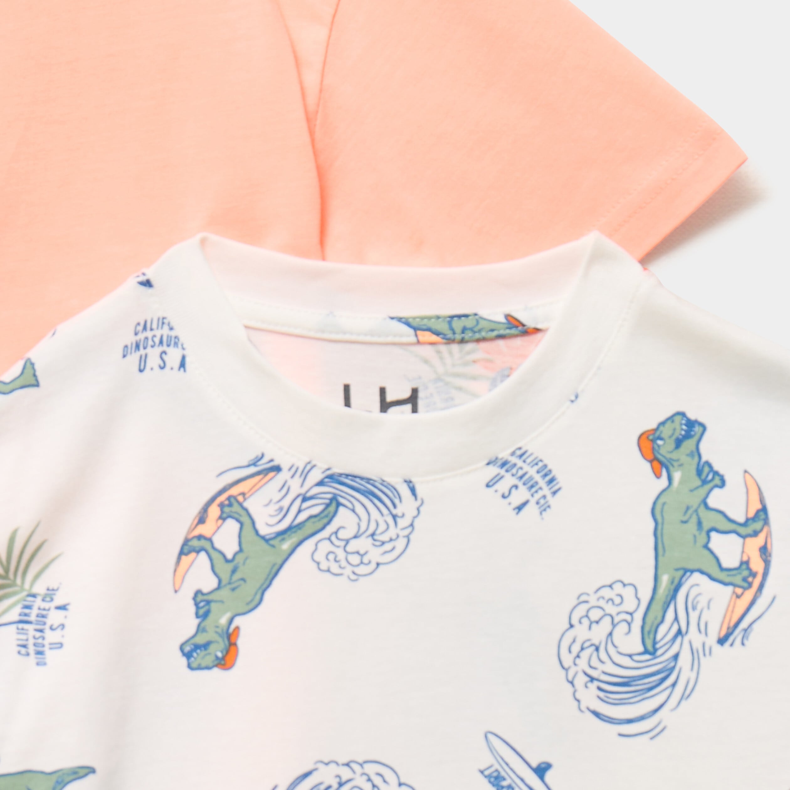 Lot 2 t-shirts manches courtes coton ecru gar&ccedil;on
