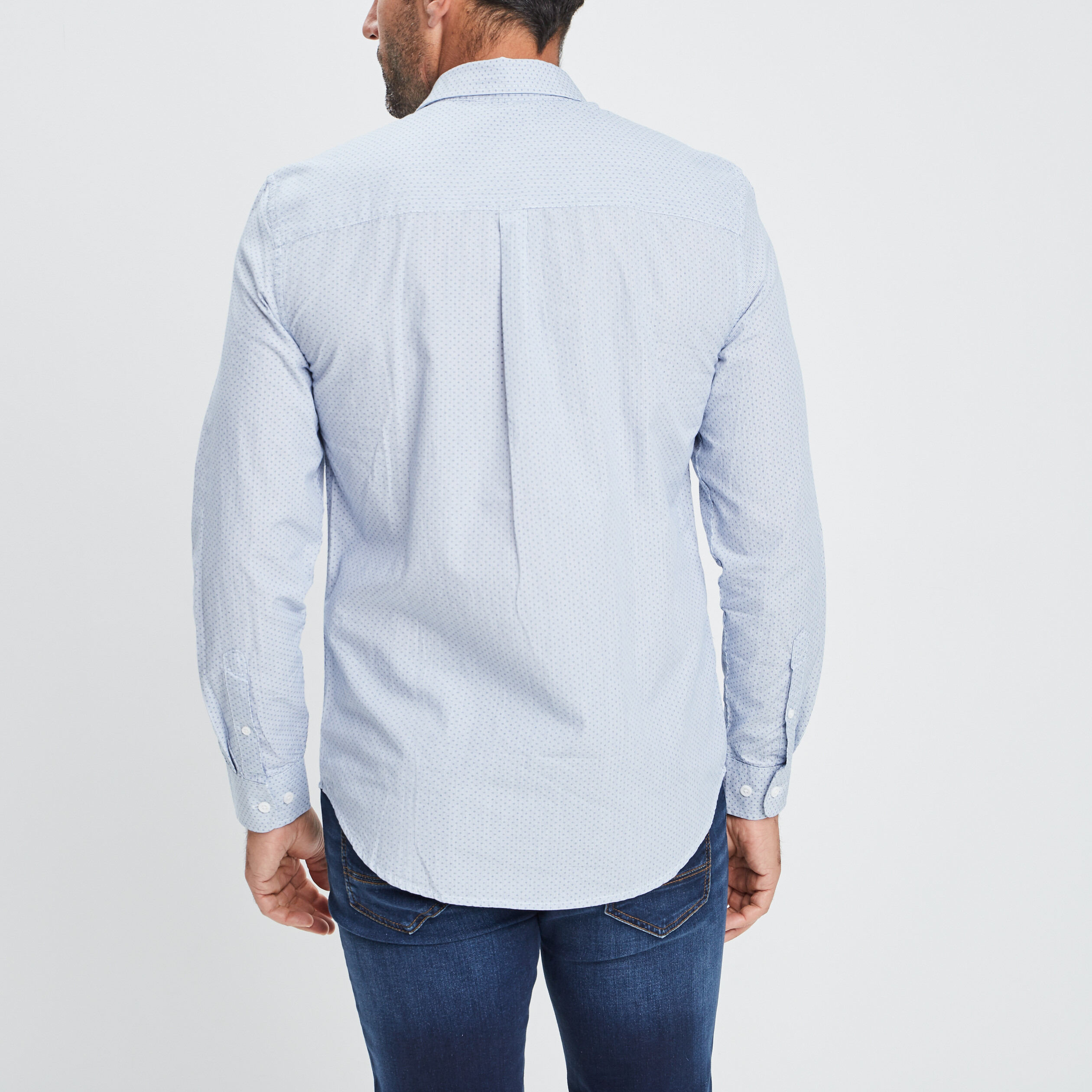 chemise droite imprimee manches longues blanc homme Chemise droite imprimée manches longues blanc homme