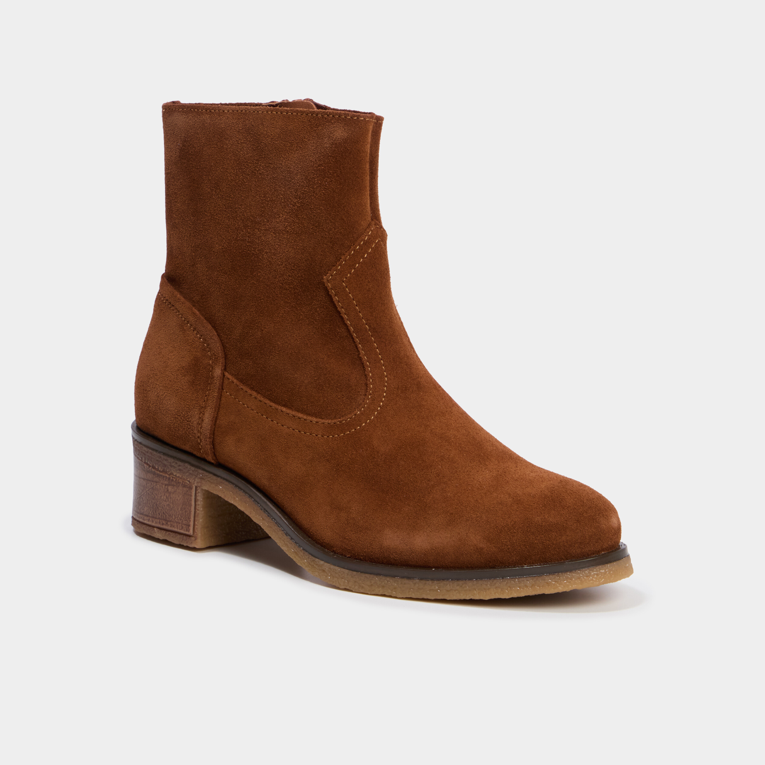 Bottines cuir daim &agrave; talons Creeks marron femme