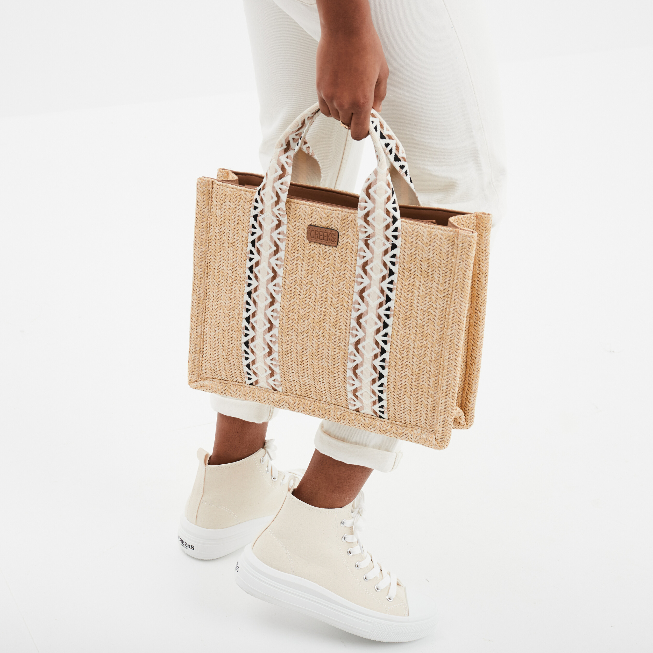 sac a main tresse creeks sable femme Sac à main tressé Creeks sable femme