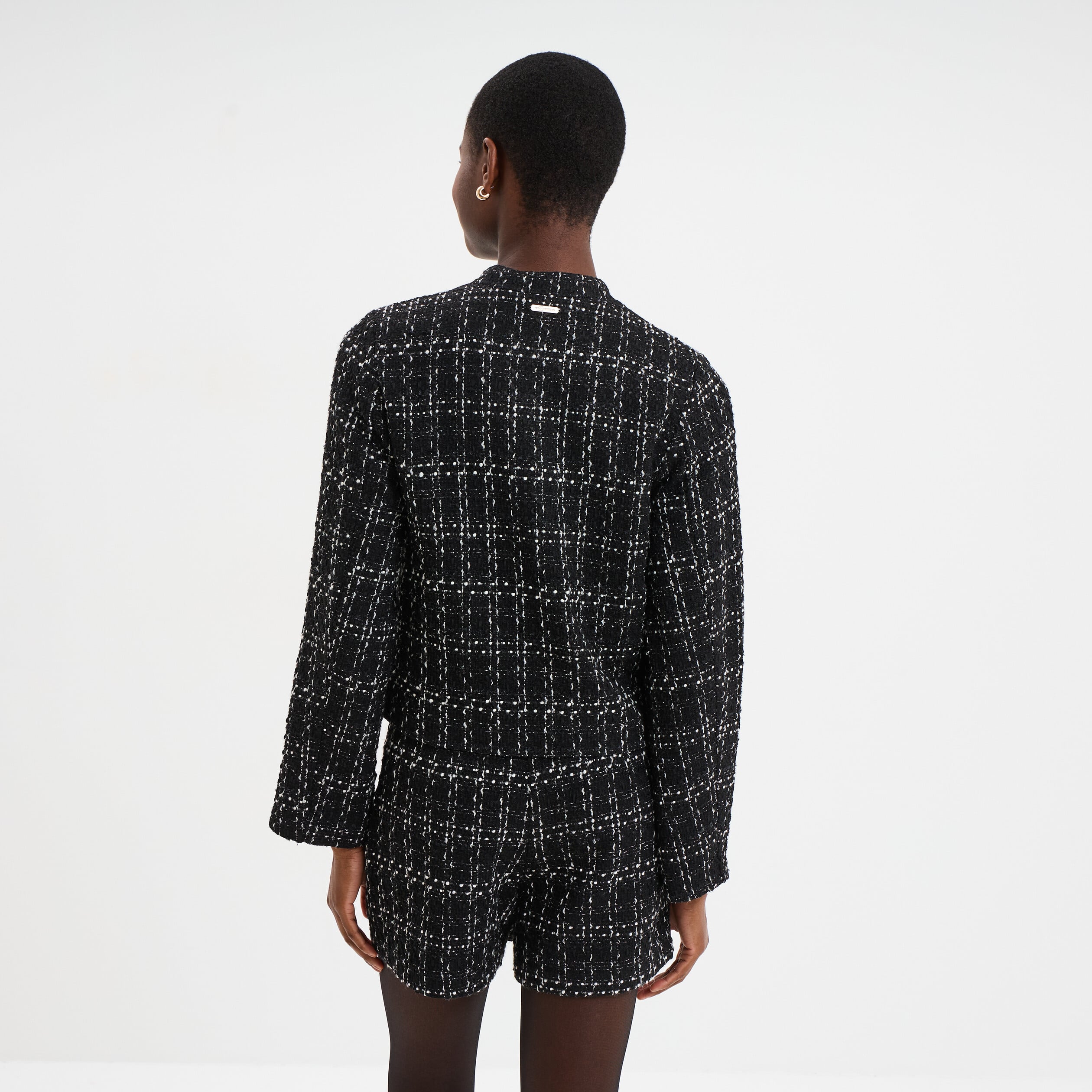 Veste tweed boutonn&eacute;e ecru femme