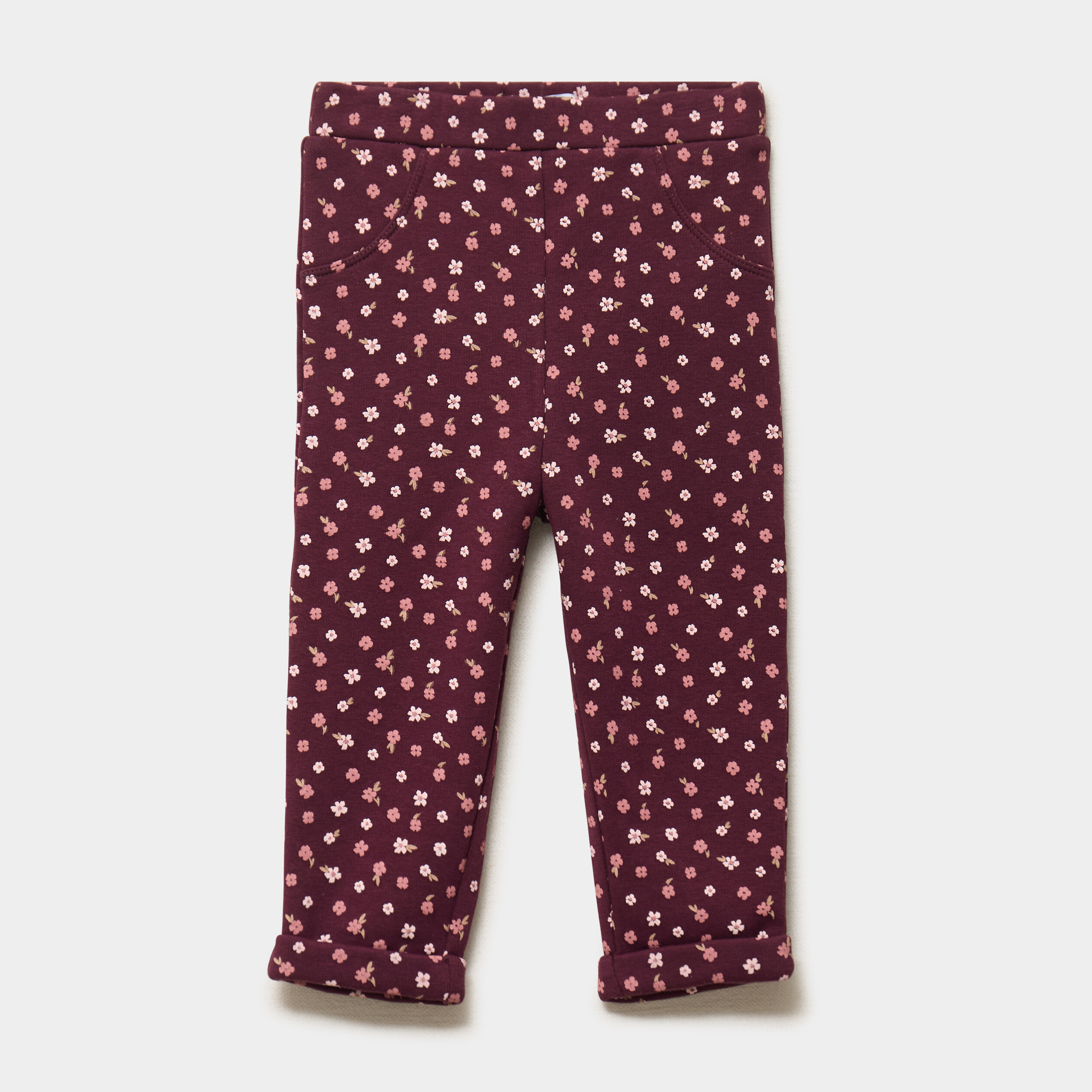 Legging molletonn&eacute; bordeaux b&eacute;b&eacute; fille