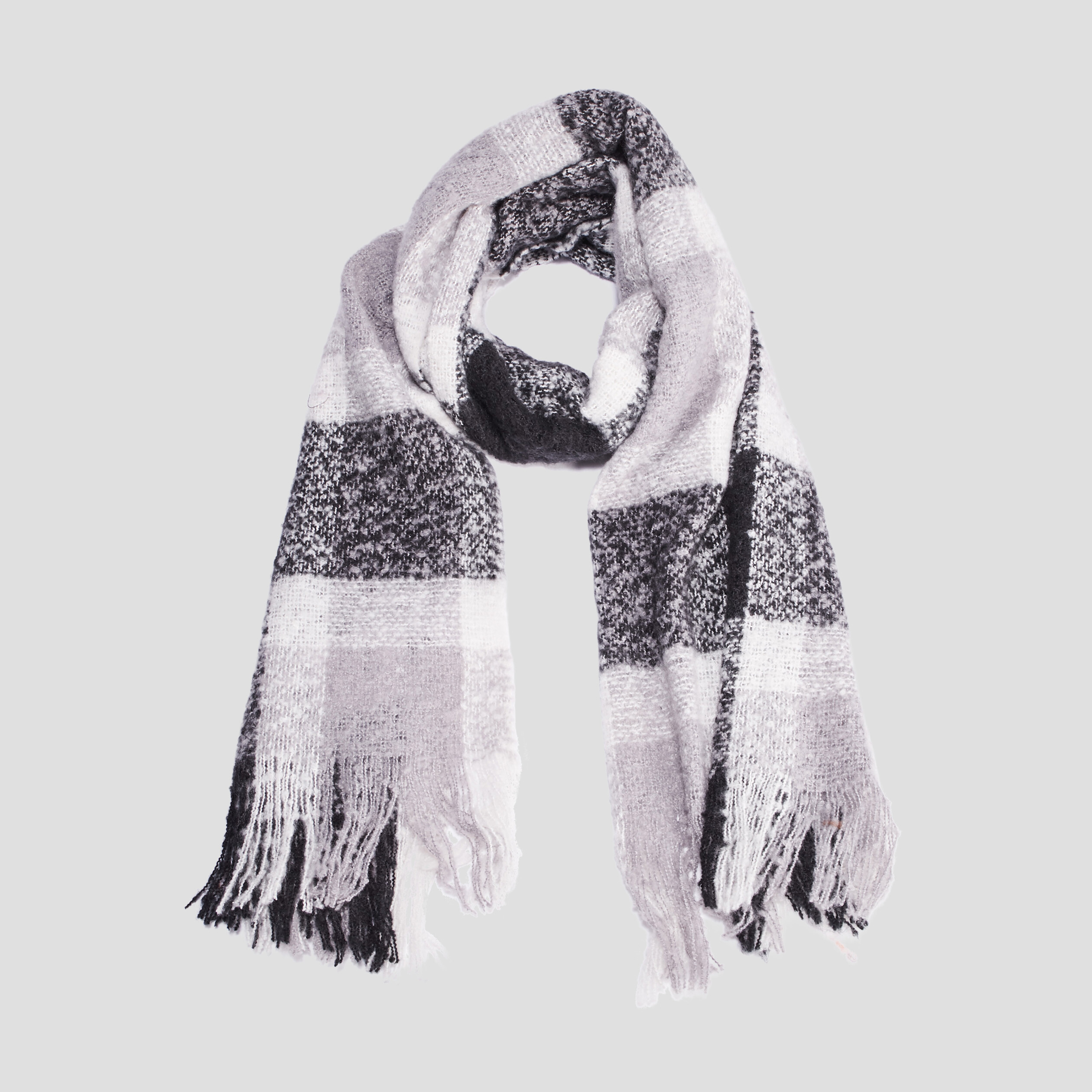 &Eacute;charpe &agrave; franges gris femme