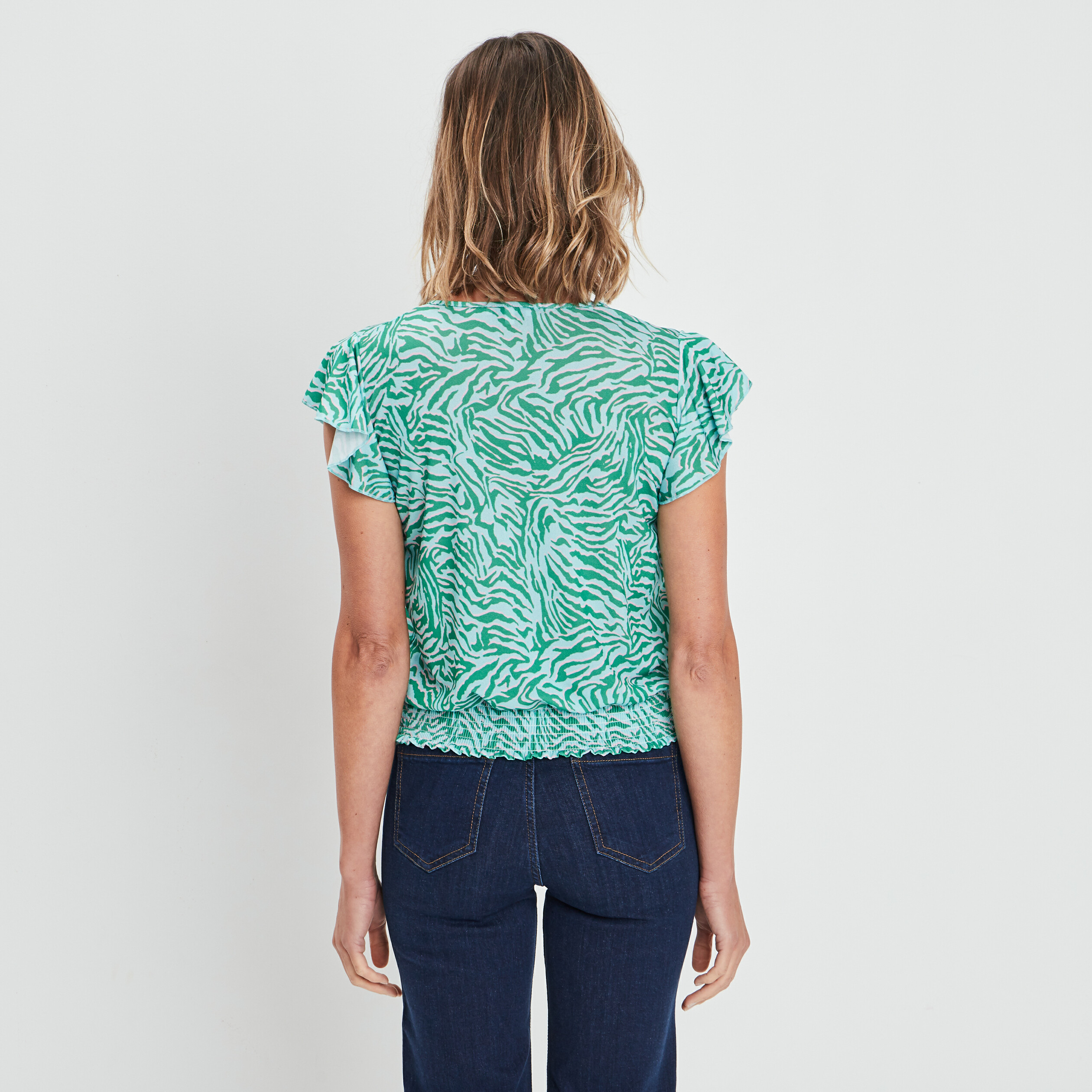 T-shirt manches courtes vert turquoise femme